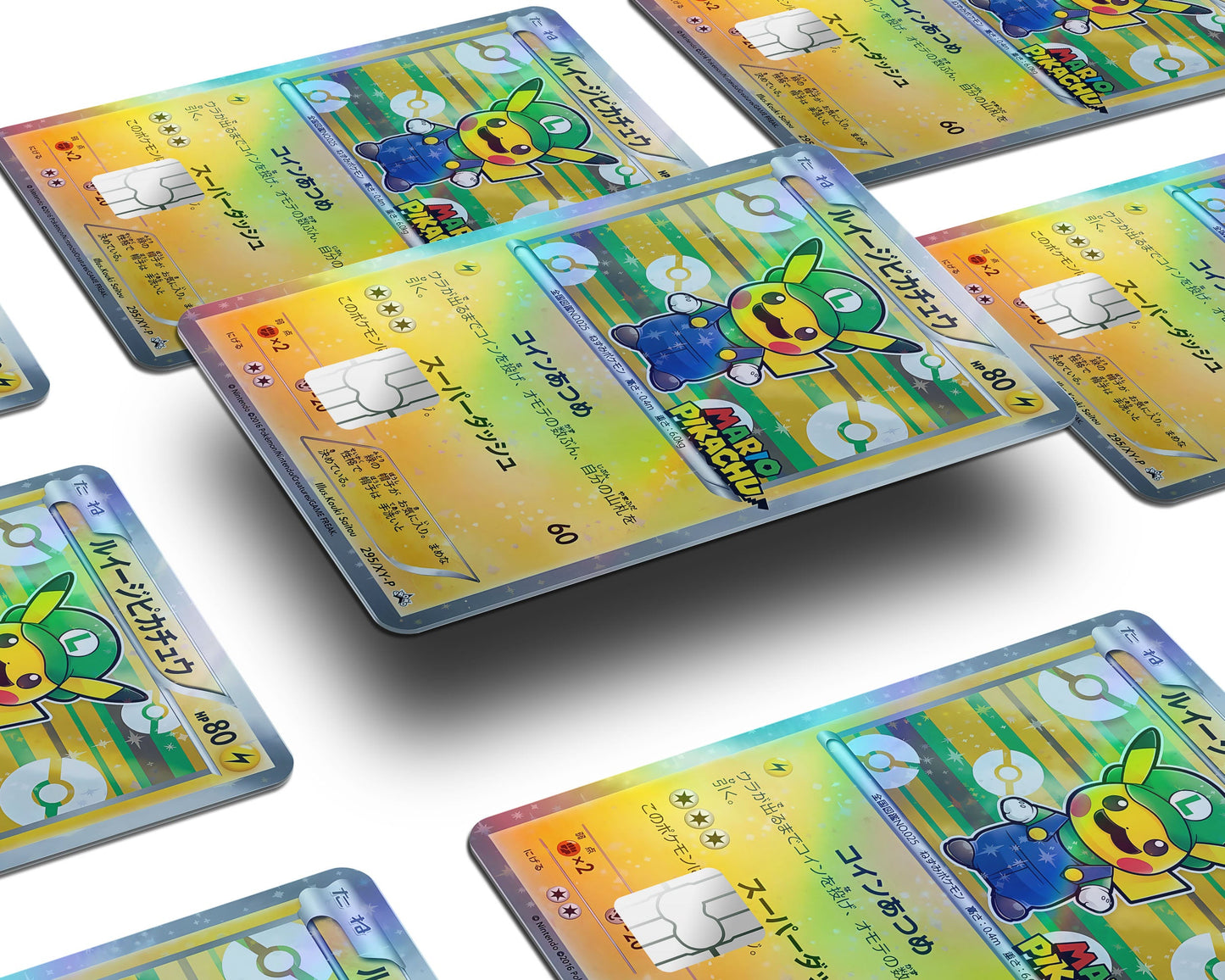 Anime Town Creations Holographic Credit Card Promo Luigi Pikachu JP Pokemon Card Window Skins - Anime Pokemon Holographic Credit Card Skin