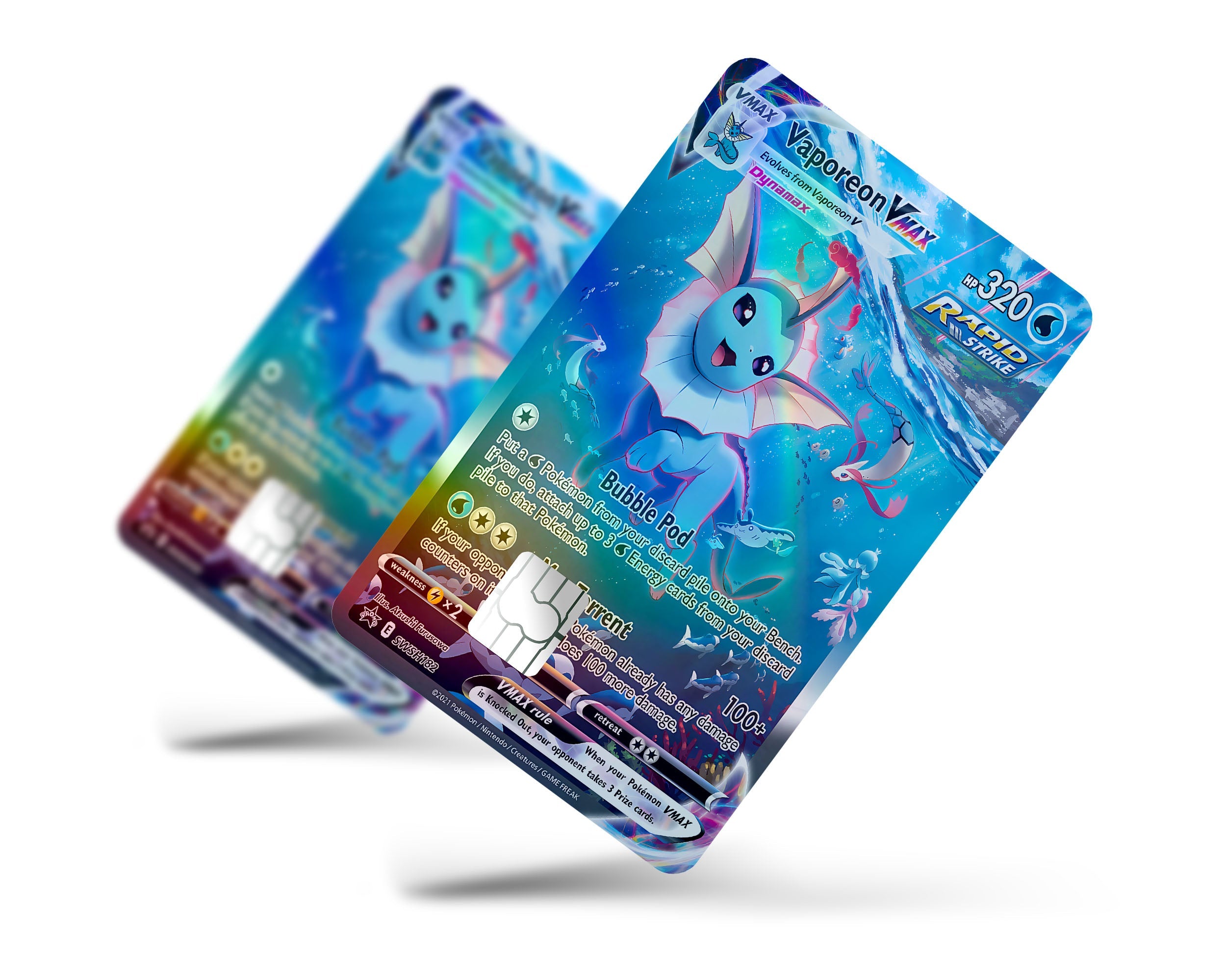 Rare Vaporeon Pokemon Card Holographic Credit Card Holographic Credit Card Skin – Anime Town Creations