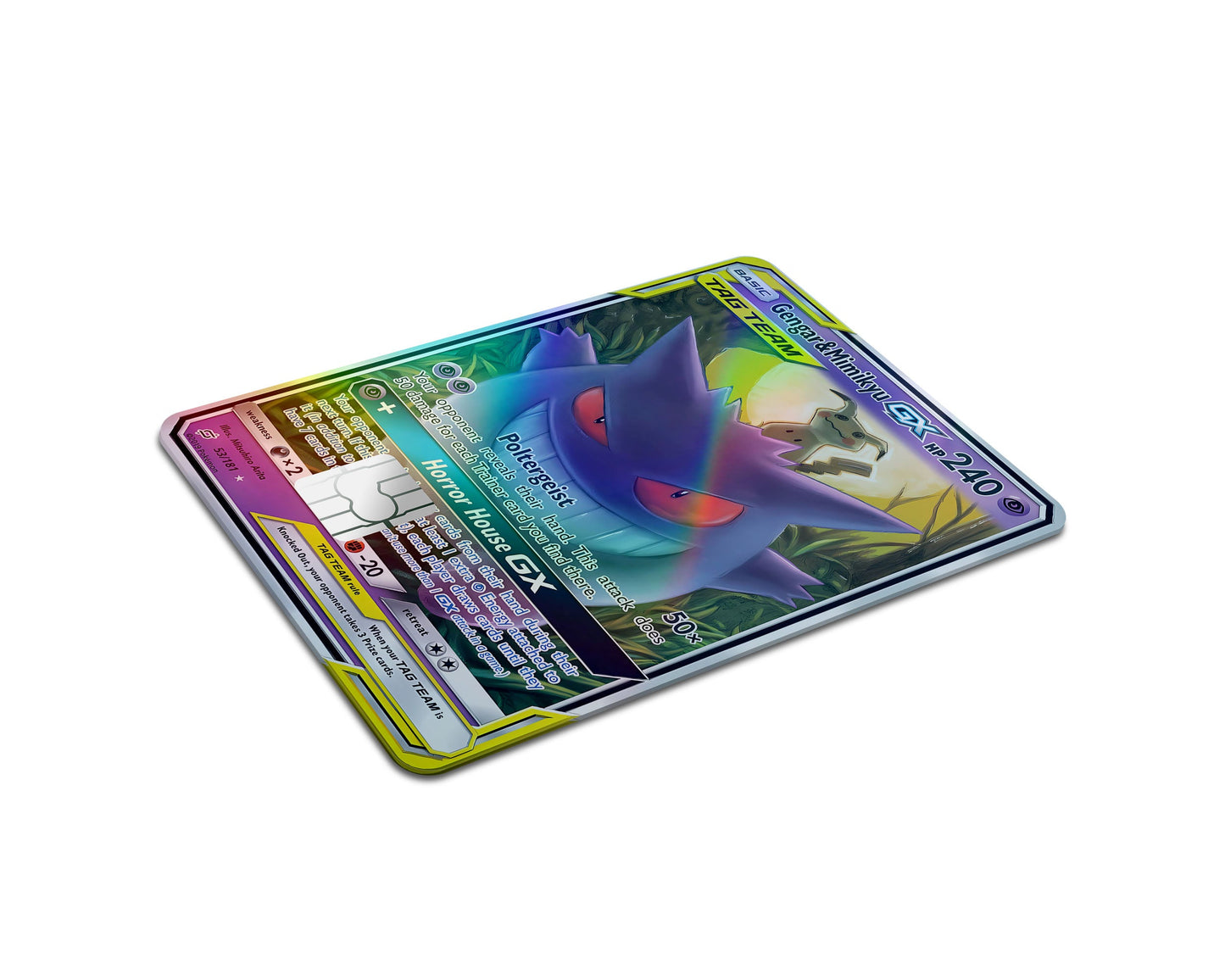 Anime Town Creations Holographic Credit Card Tag Cute Gengar & Mimikyu Pokemon Card Full Skins - Anime Pokemon Holographic Credit Card Skin