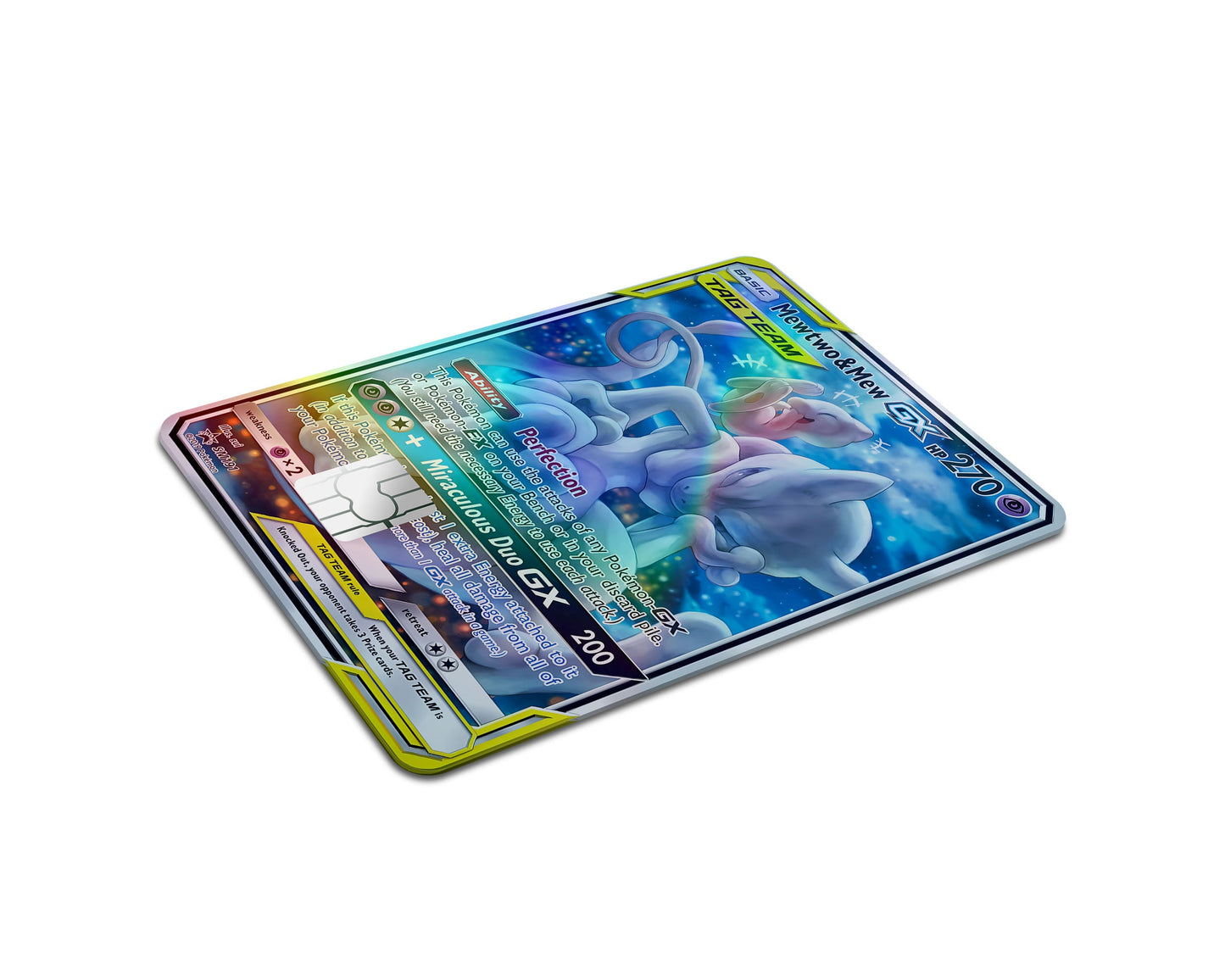 Anime Town Creations Holographic Credit Card Tag Cute Mewtwo & Mew Pokemon Card Full Skins - Anime Pokemon Holographic Credit Card Skin
