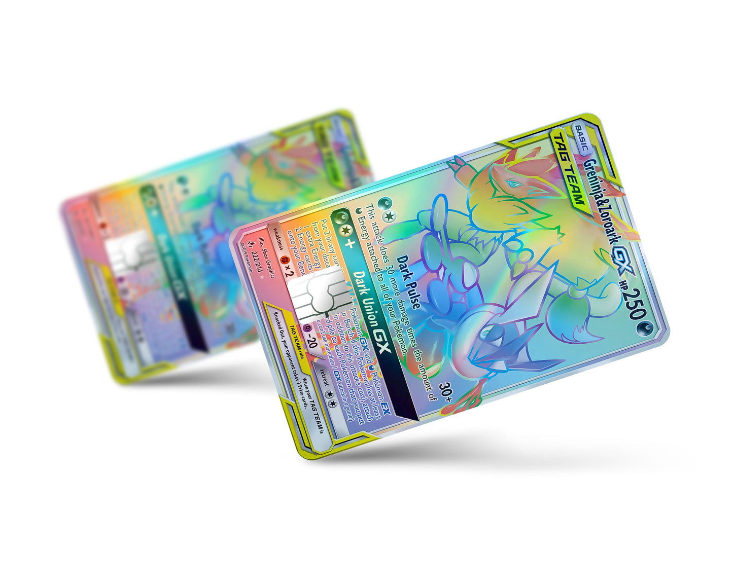 Anime Town Creations Holographic Credit Card Tag Rainbow Greninja Zoroark Pokemon Card Full Skins - Anime Pokemon Holographic Credit Card Skin