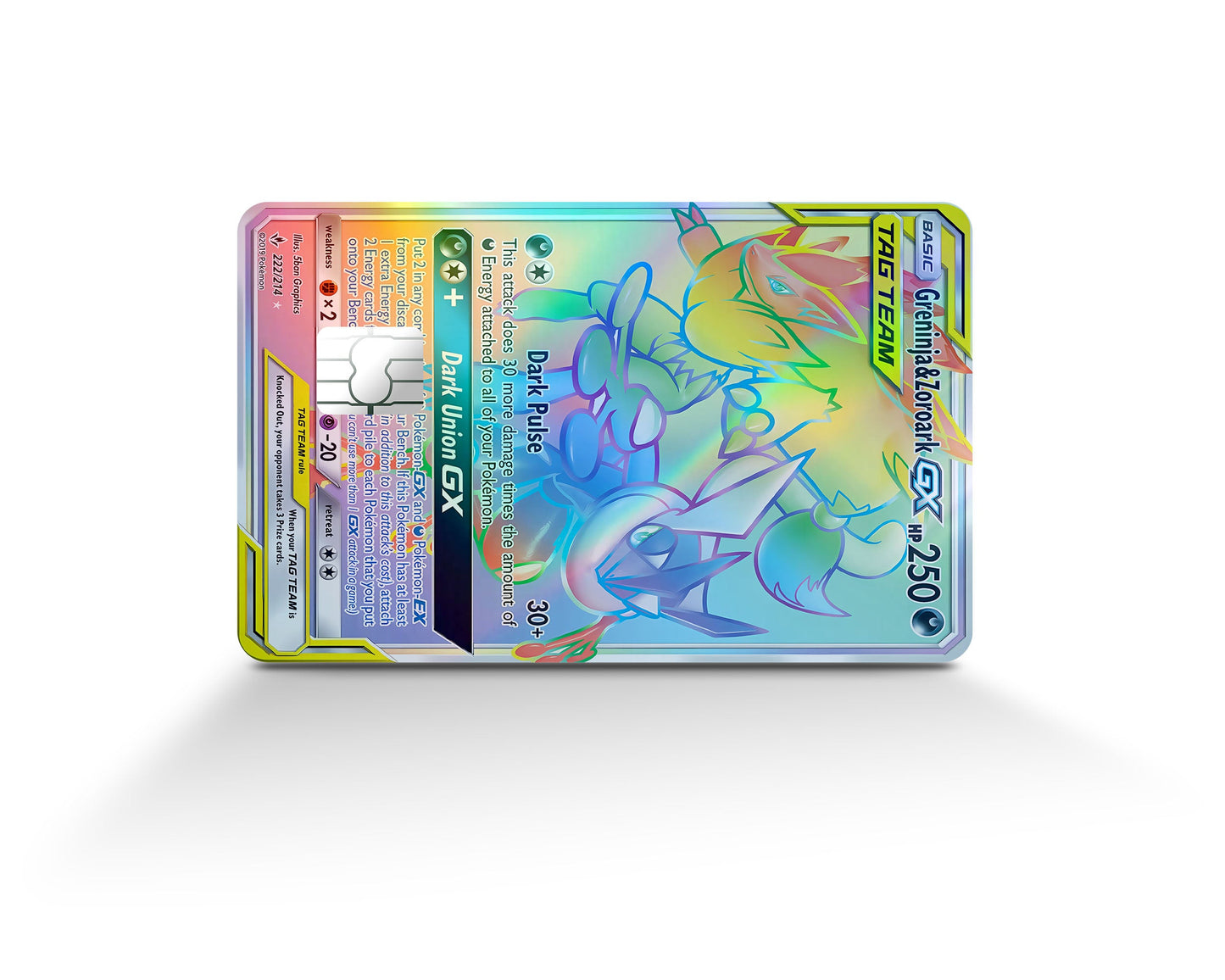 Anime Town Creations Holographic Credit Card Tag Rainbow Greninja Zoroark Pokemon Card Full Skins - Anime Pokemon Holographic Credit Card Skin