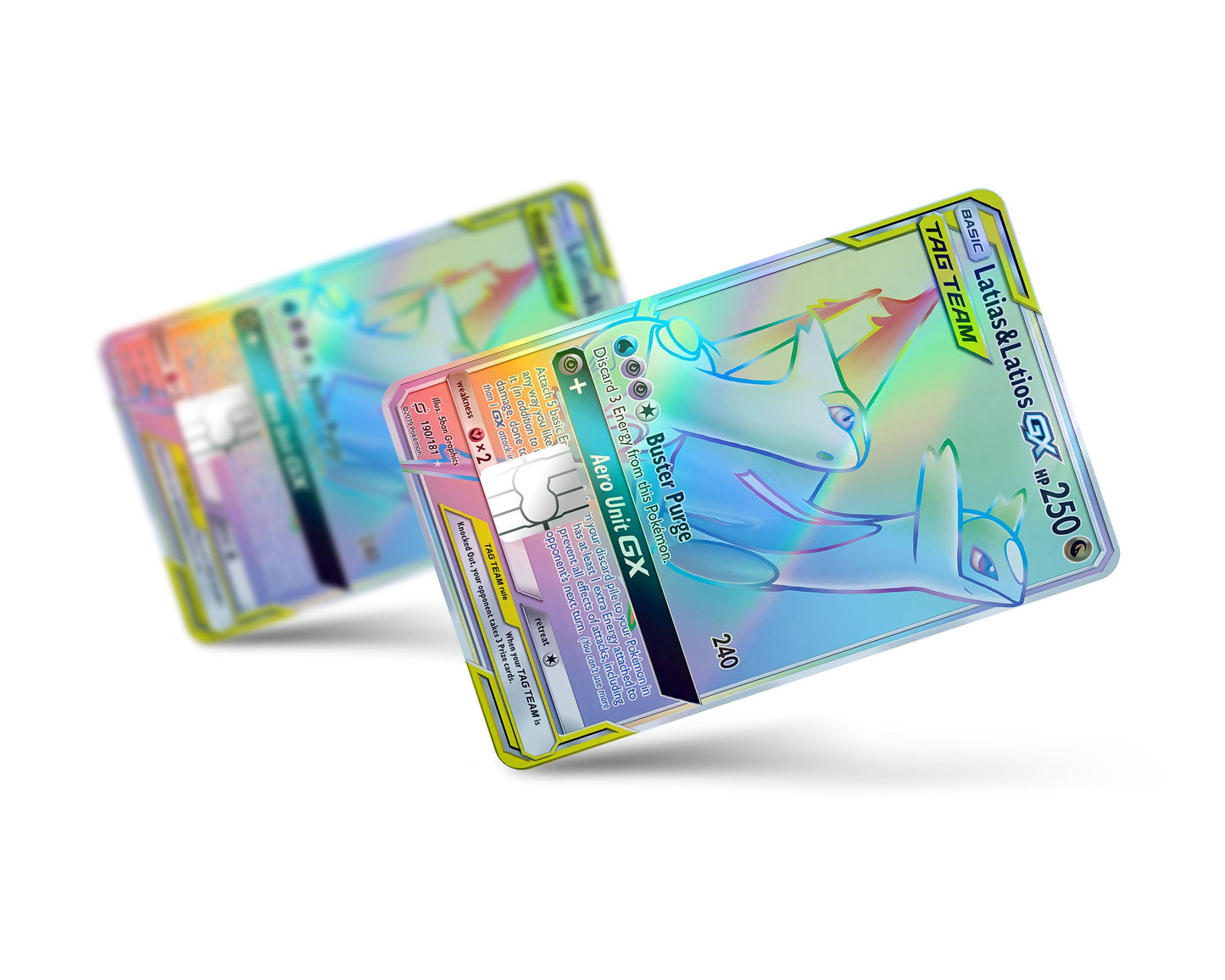 Anime Town Creations Holographic Credit Card Tag Rainbow Latias & Latios Pokemon Card Full Skins - Anime Pokemon Holographic Credit Card Skin