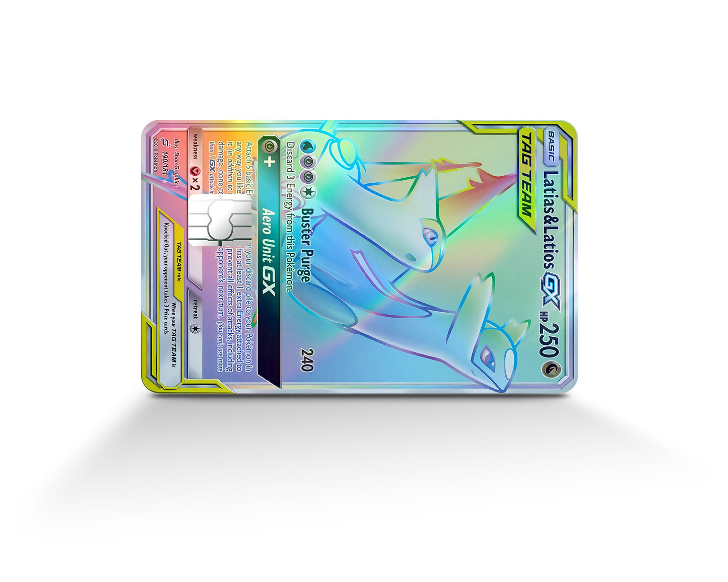 Anime Town Creations Holographic Credit Card Tag Rainbow Latias & Latios Pokemon Card Full Skins - Anime Pokemon Holographic Credit Card Skin