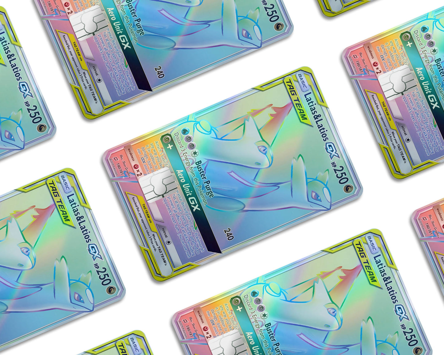 Anime Town Creations Holographic Credit Card Tag Rainbow Latias & Latios Pokemon Card Window Skins - Anime Pokemon Holographic Credit Card Skin