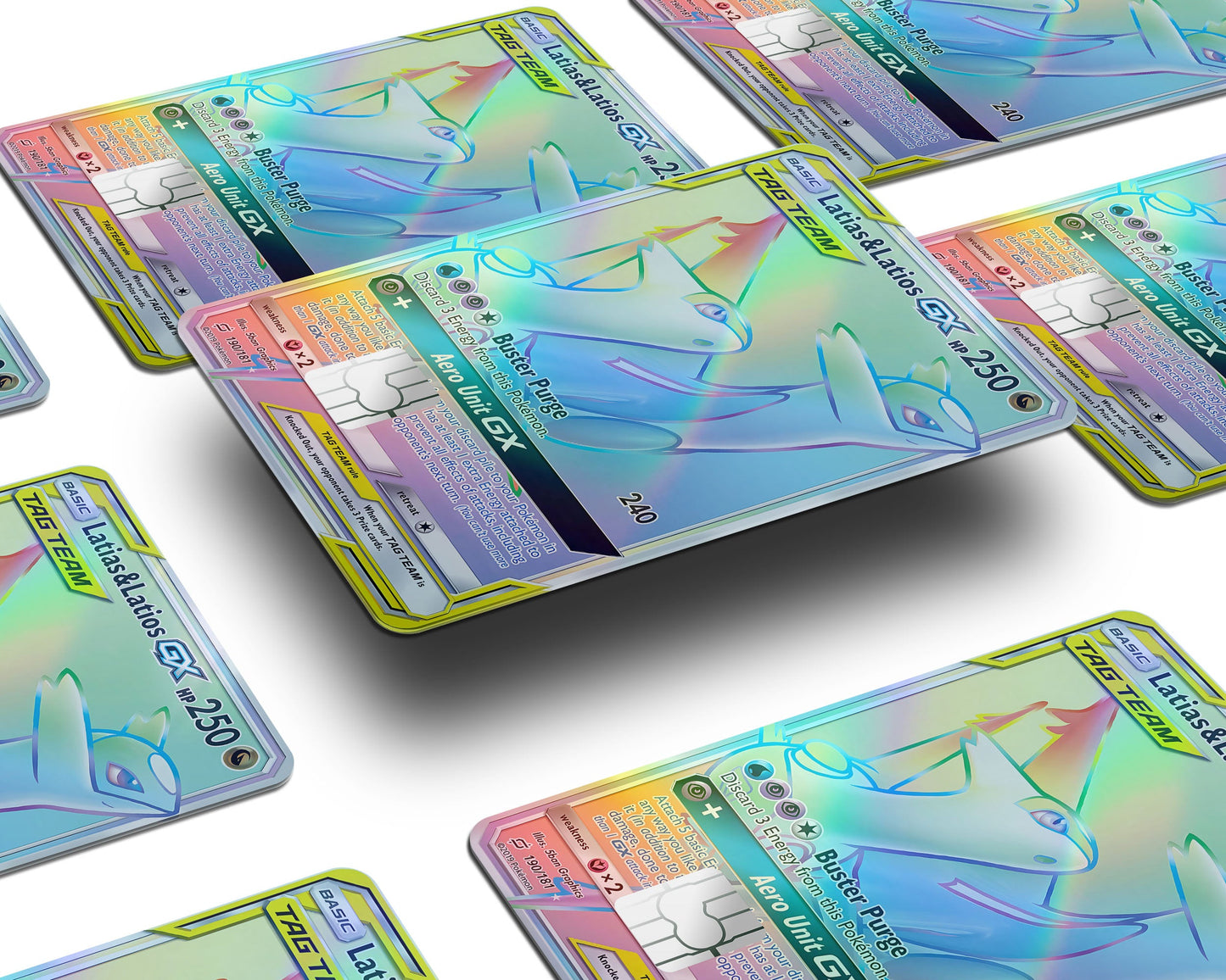 Anime Town Creations Holographic Credit Card Tag Rainbow Latias & Latios Pokemon Card Window Skins - Anime Pokemon Holographic Credit Card Skin