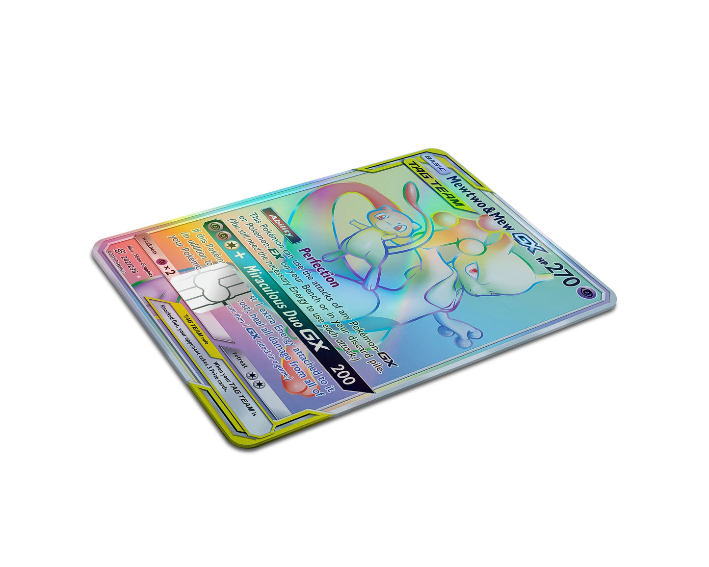 Anime Town Creations Holographic Credit Card Tag Rainbow Mewtwo & Mew Pokemon Card Full Skins - Anime Pokemon Holographic Credit Card Skin