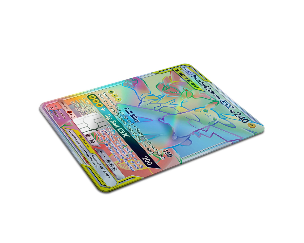 Anime Town Creations Holographic Credit Card Tag Rainbow Pikachu Zekrom Pokemon Card Full Skins - Anime Pokemon Holographic Credit Card Skin
