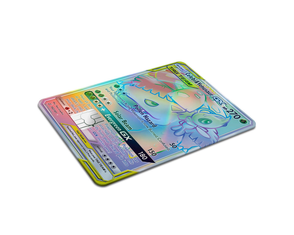 Anime Town Creations Holographic Credit Card Tag Rainbow Venusaur Celebi Pokemon Card Full Skins - Anime Pokemon Holographic Credit Card Skin