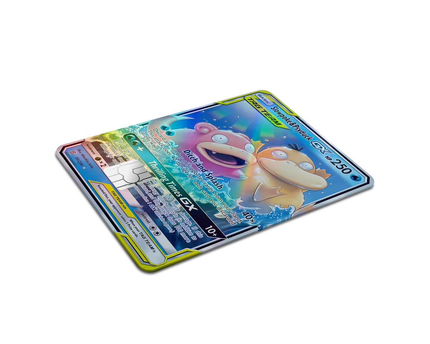 Anime Town Creations Holographic Credit Card Tag Slowpoke & Psyduck Pokemon Card Full Skins - Anime Pokemon Holographic Credit Card Skin
