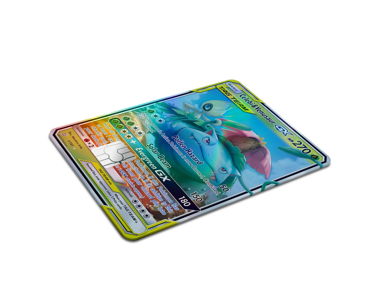 Anime Town Creations Holographic Credit Card Tag Venusaur Celebi Pokemon Card Full Skins - Anime Pokemon Holographic Credit Card Skin