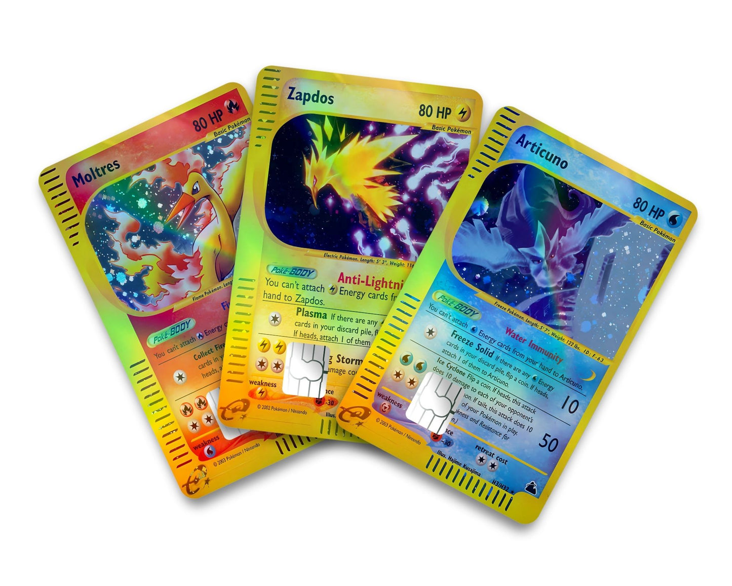 Pokemon Artistic Legendary Birds Holographic Credit Card Bundle Skin