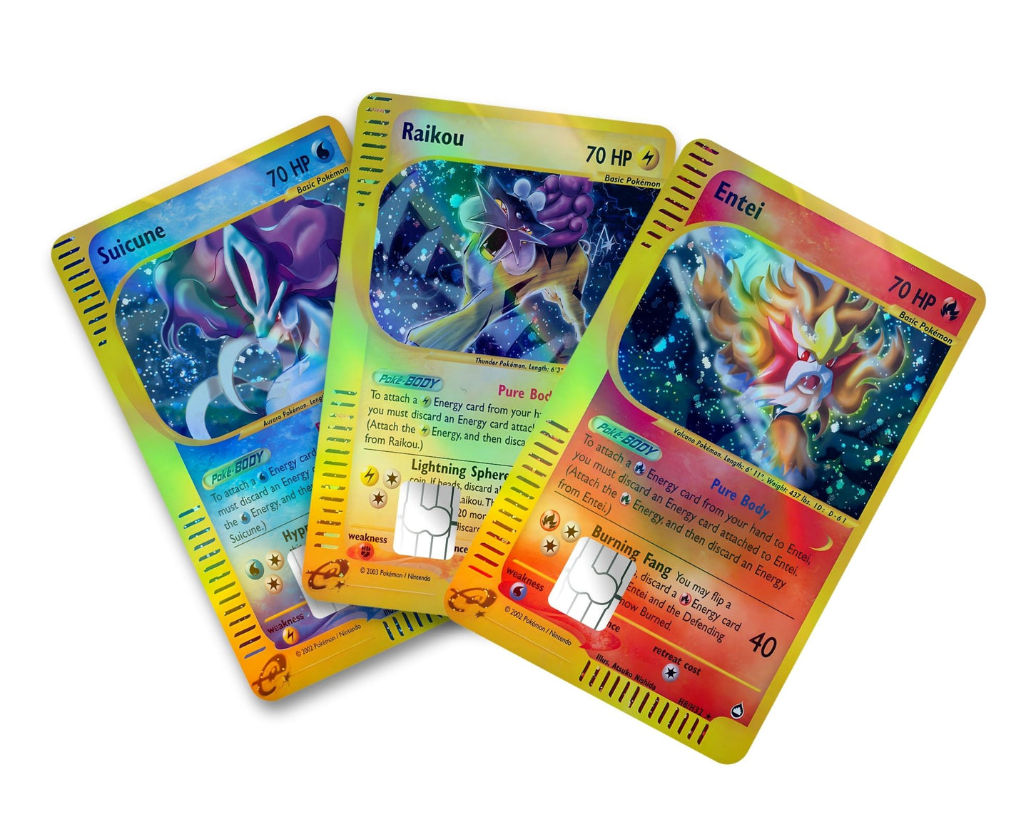Pokemon Artistic Legendary Beasts Holographic Credit Card Bundle Skin