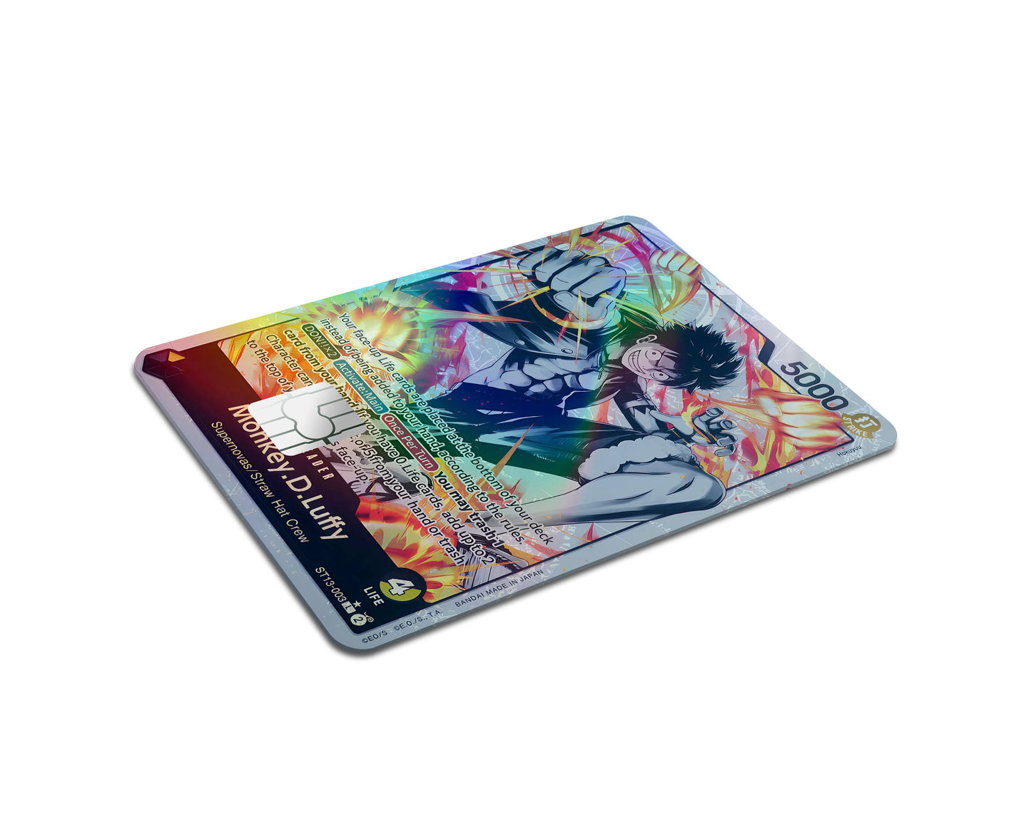 Anime Town Creations Holographic Credit Card Monkey D Luffy Black Flames One Piece Card Half Skins - Anime One Piece Holographic Credit Card Skin