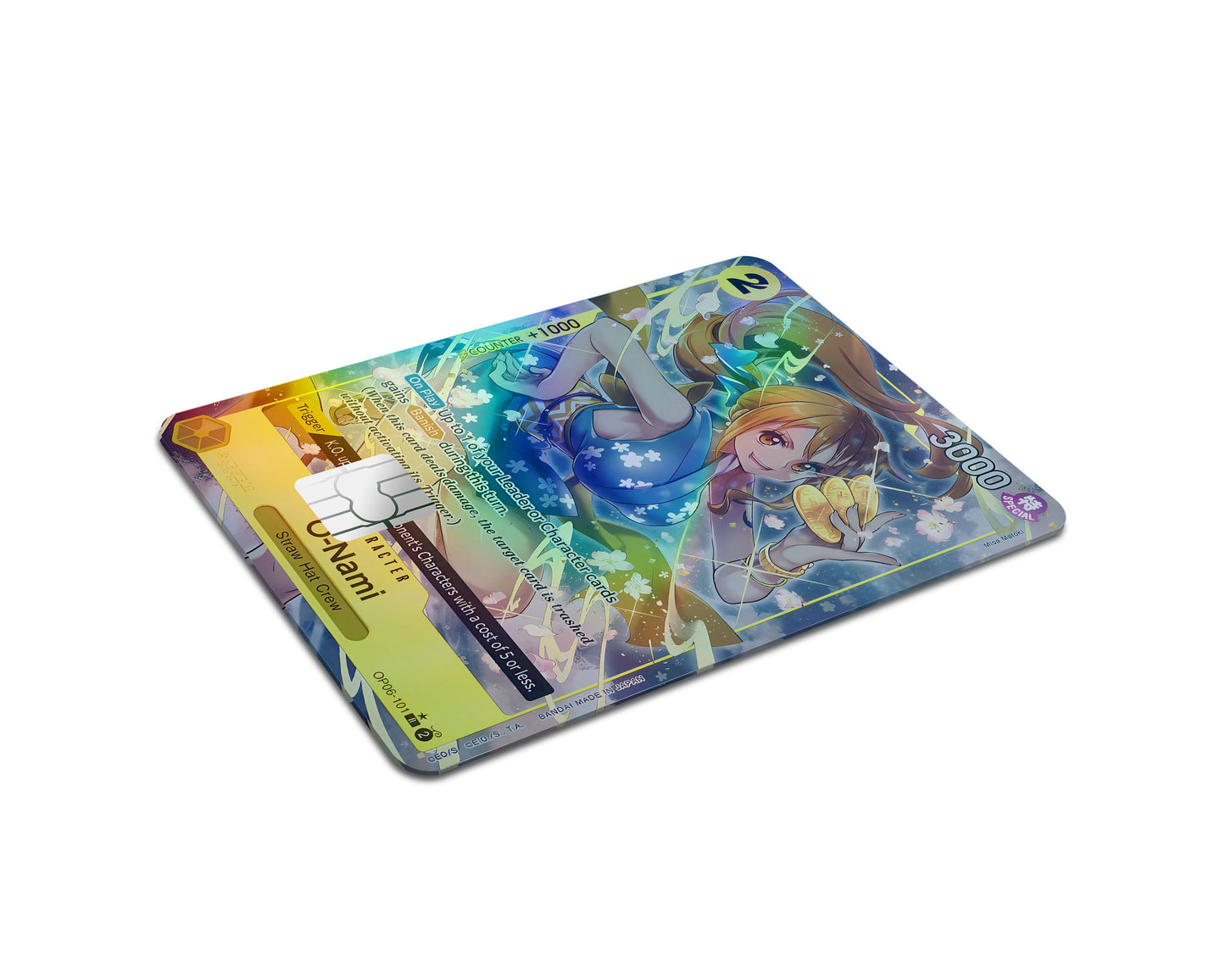 Anime Town Creations Holographic Credit Card Nami One Piece Card Half Skins - Anime One Piece Holographic Credit Card Skin