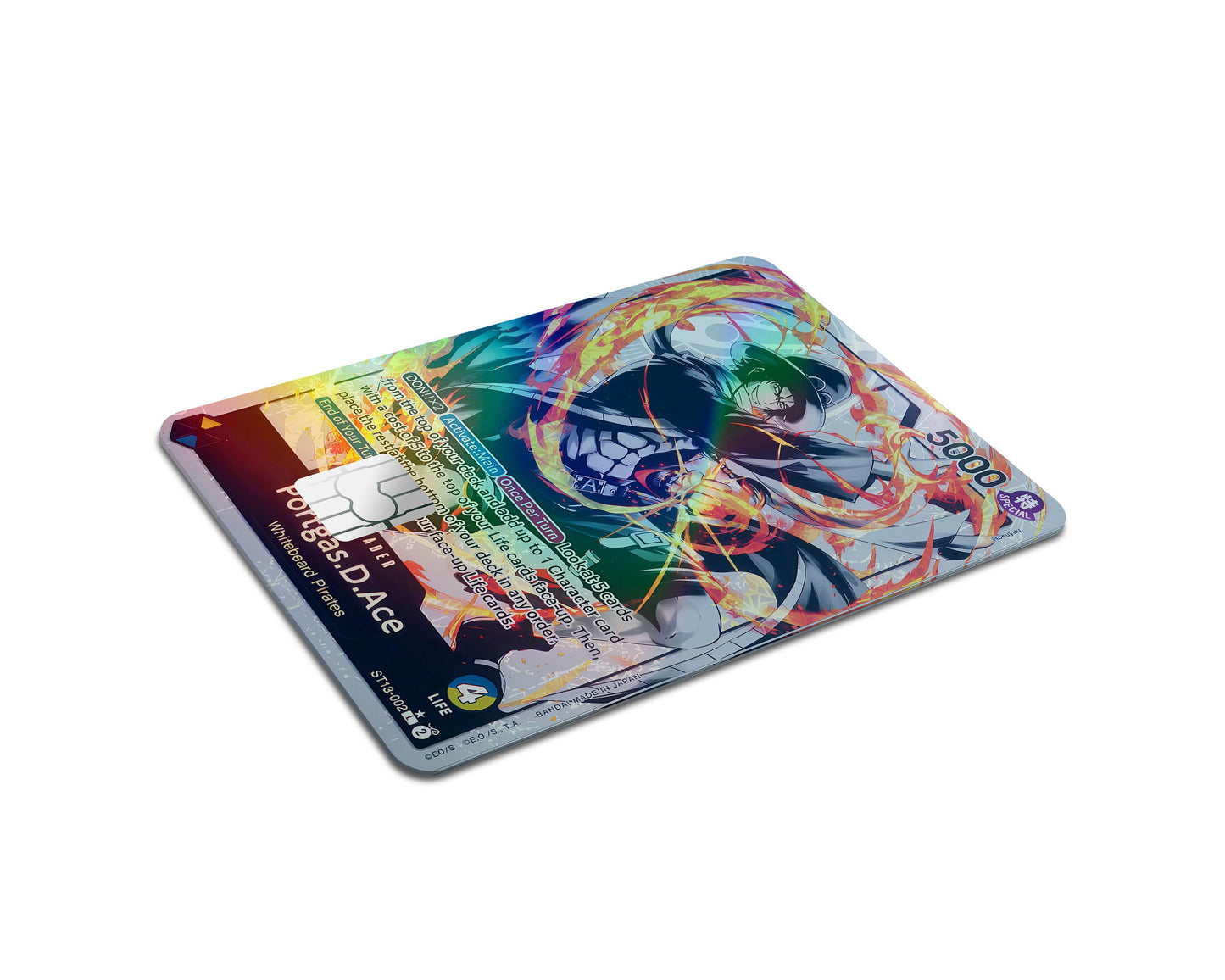 Anime Town Creations Holographic Credit Card Portgas D Ace Black Flames One Piece Card Half Skins - Anime One Piece Holographic Credit Card Skin