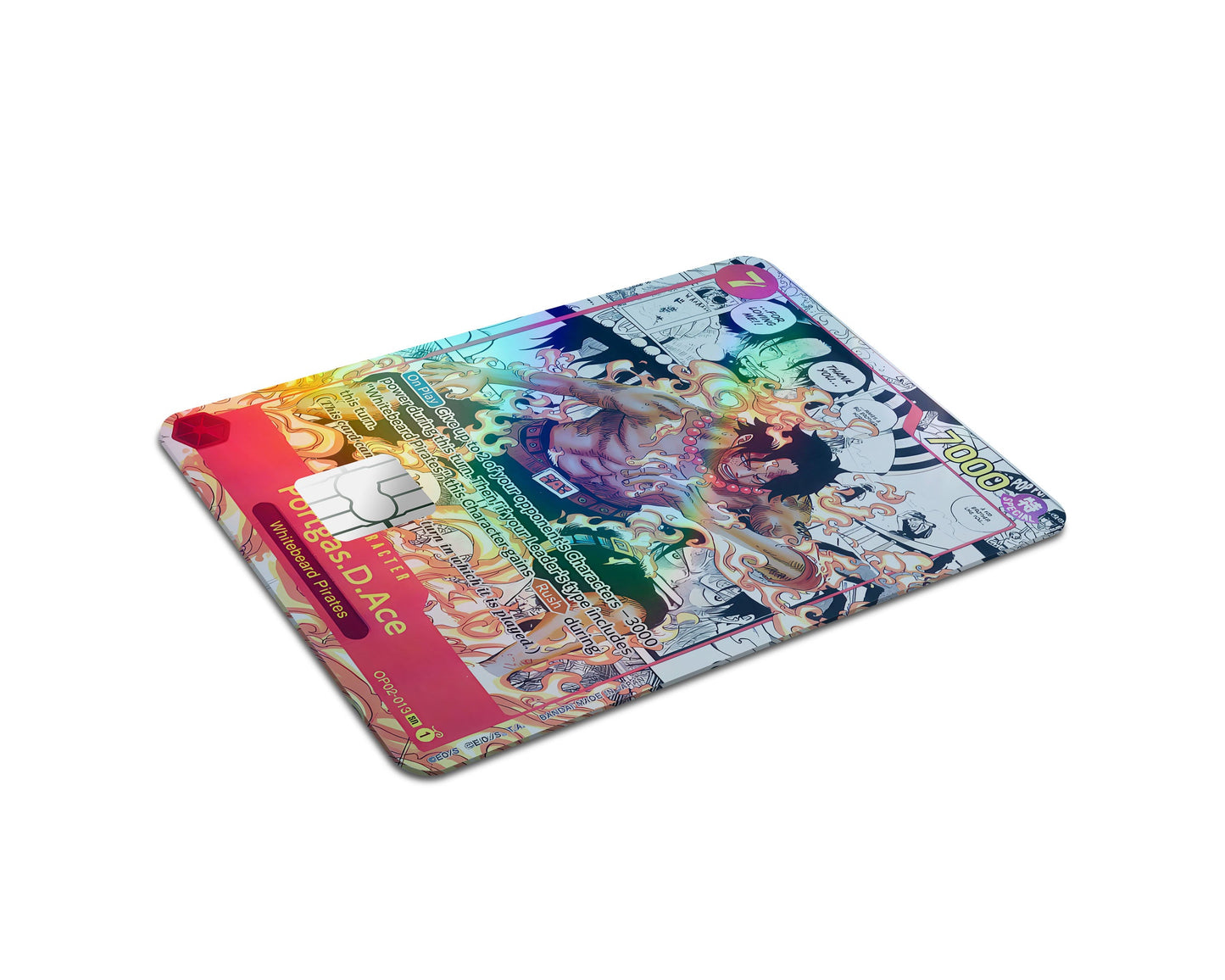 Anime Town Creations Holographic Credit Card Portgas D Ace One Piece Card Half Skins - Anime One Piece Holographic Credit Card Skin