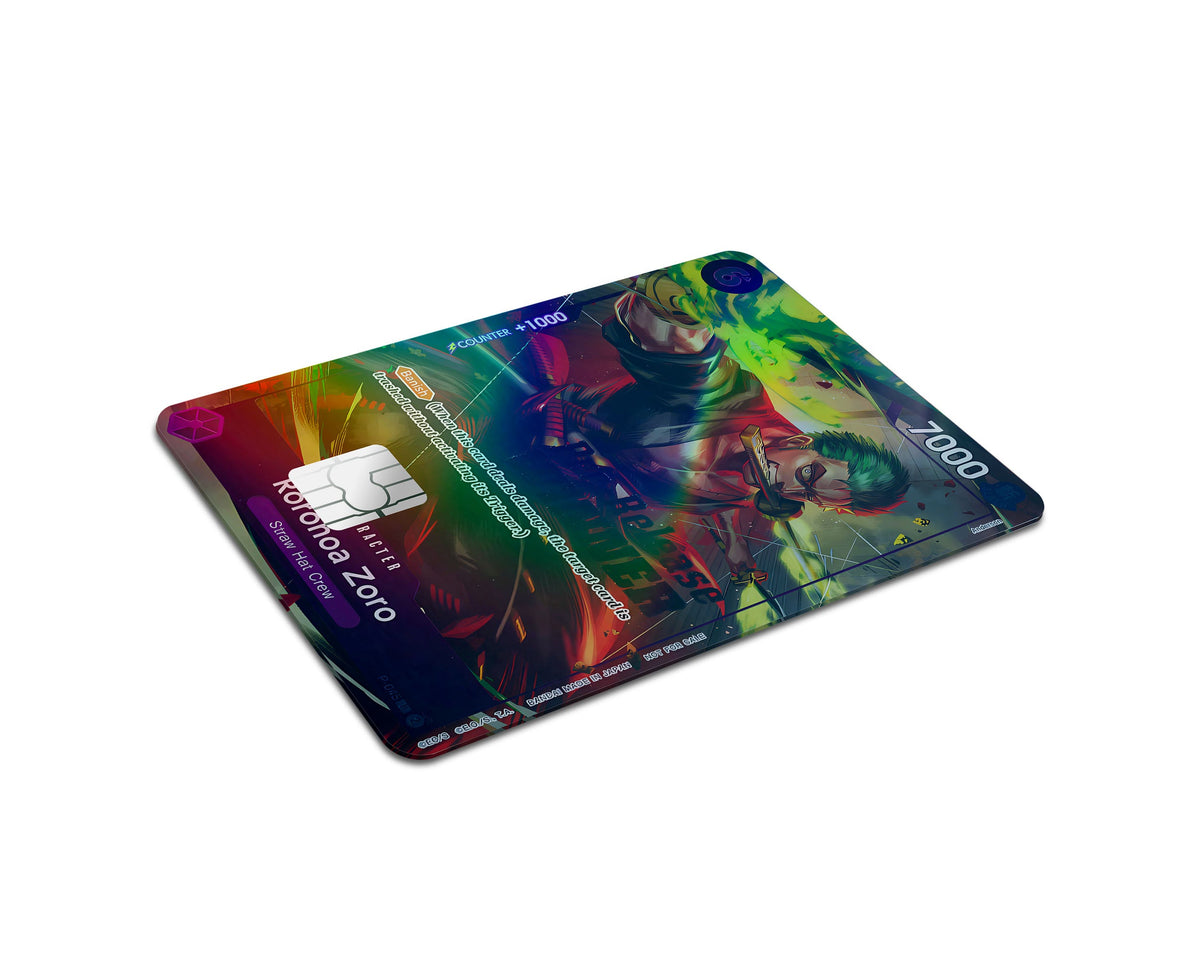 Anime Town Creations Holographic Credit Card Roronoa Zoro One Piece Card Half Skins - Anime One Piece Holographic Credit Card Skin
