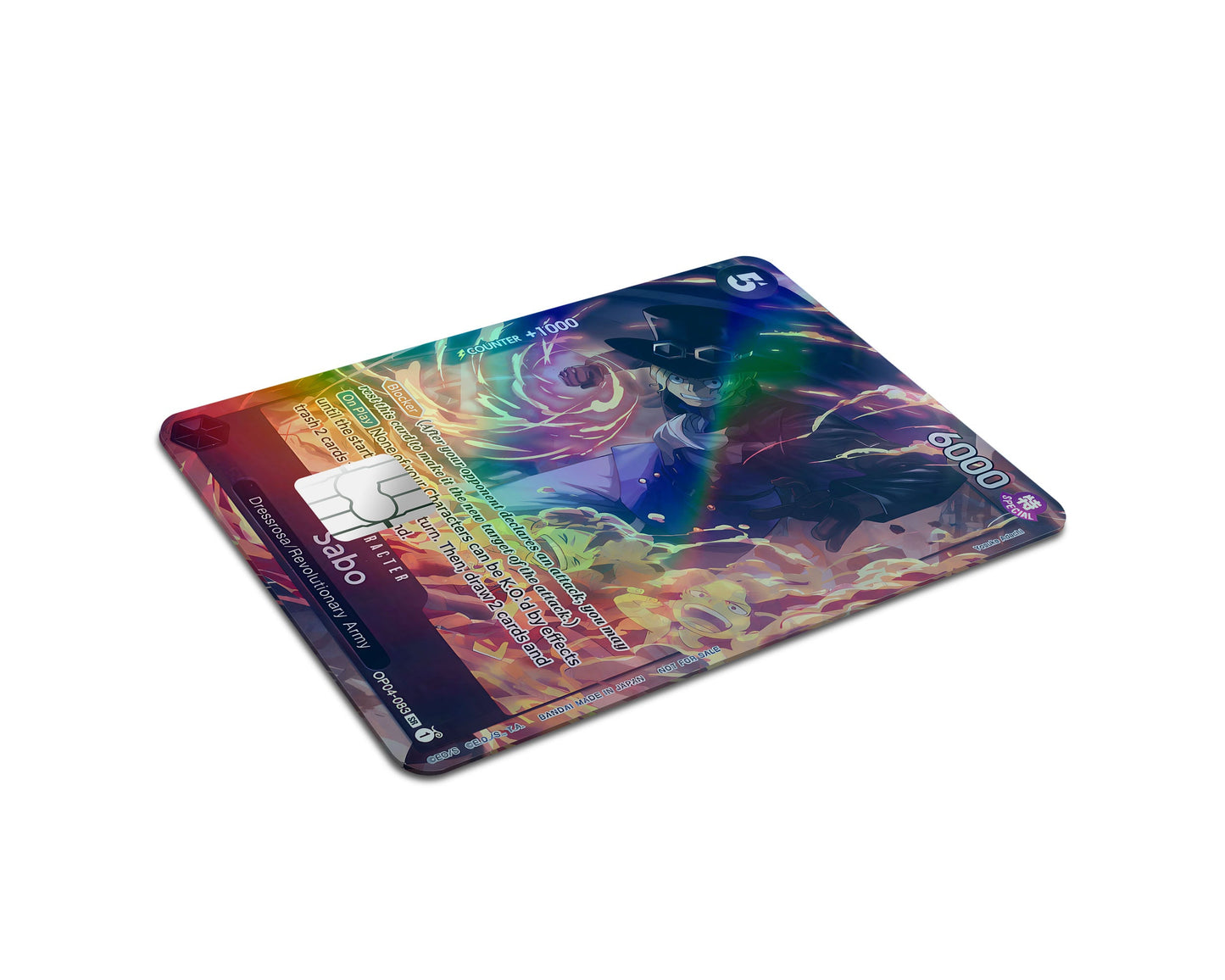 Anime Town Creations Holographic Credit Card Sabo One Piece Card Half Skins - Anime One Piece Holographic Credit Card Skin