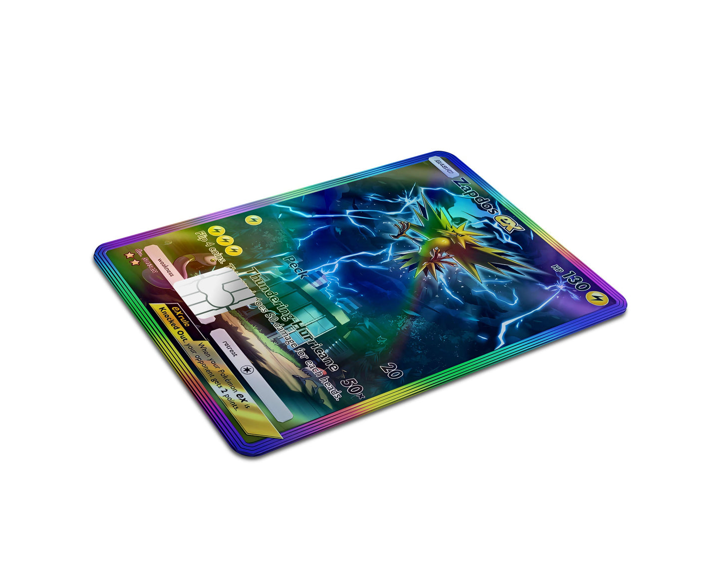 Anime Town Creations Holographic Credit Card Zapdos Pocket Pokemon Card Full Skins - Anime Pokemon Holographic Credit Card Skin