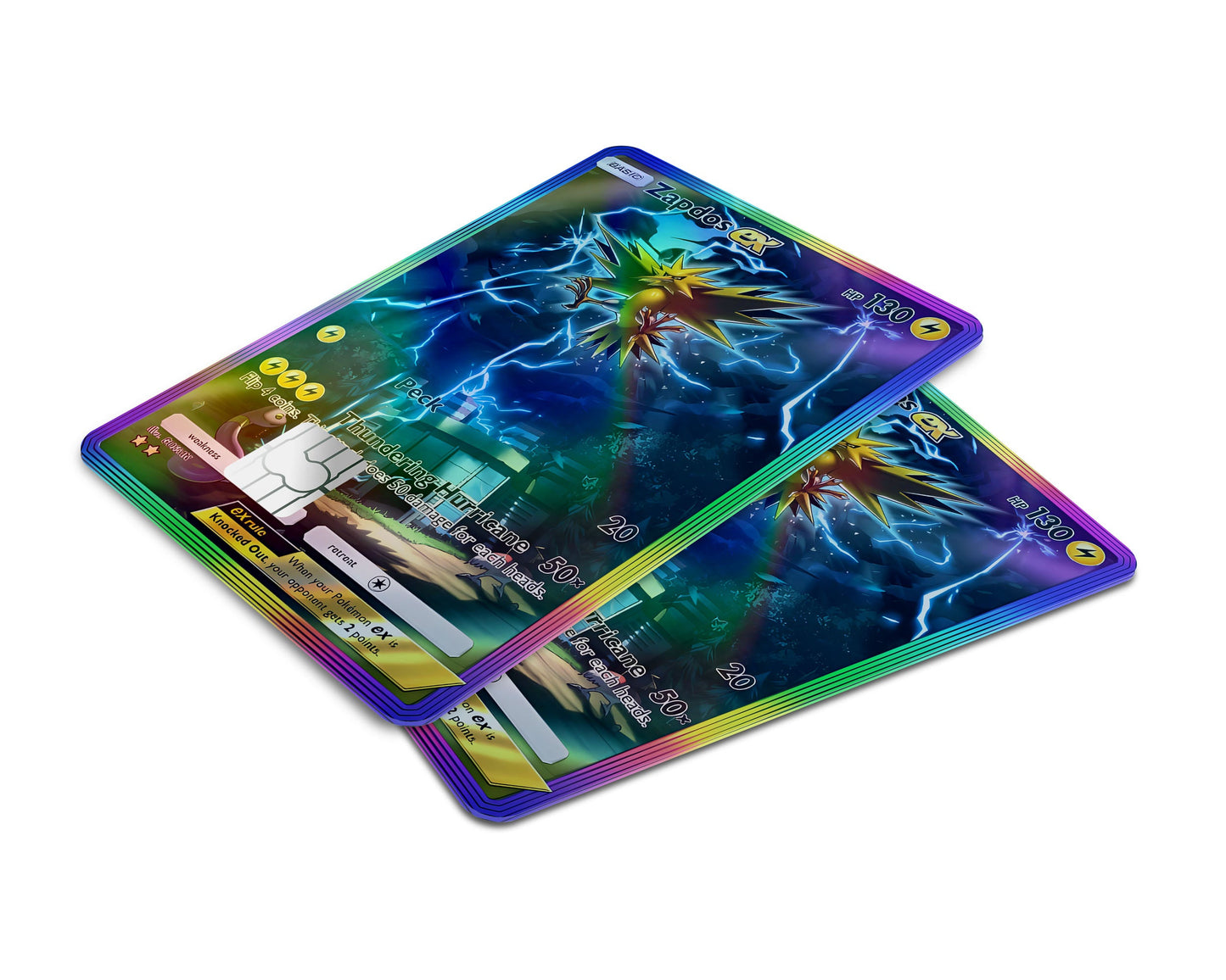 Anime Town Creations Holographic Credit Card Zapdos Pocket Pokemon Card Window Skins - Anime Pokemon Holographic Credit Card Skin