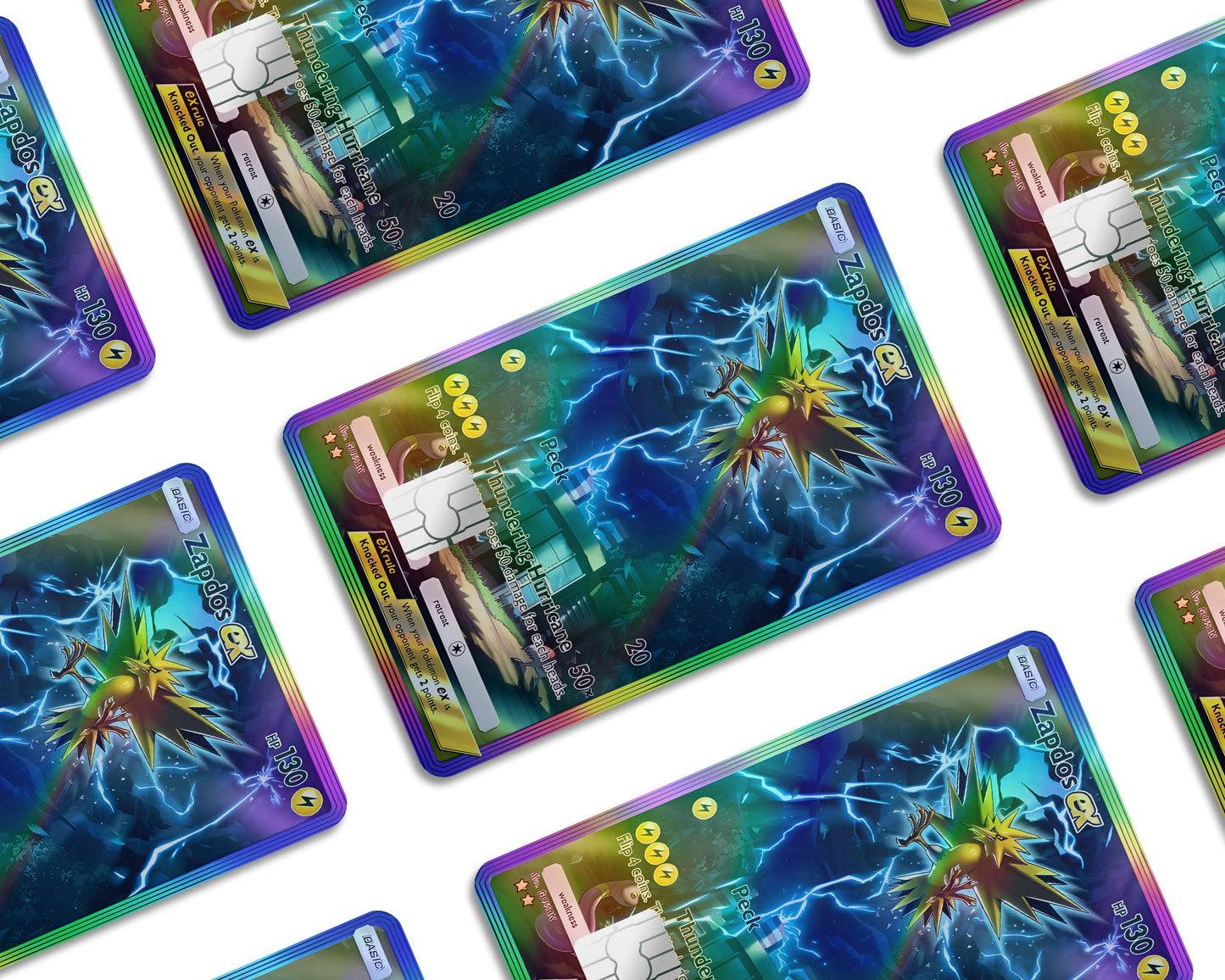 Anime Town Creations Holographic Credit Card Zapdos Pocket Pokemon Card Window Skins - Anime Pokemon Holographic Credit Card Skin