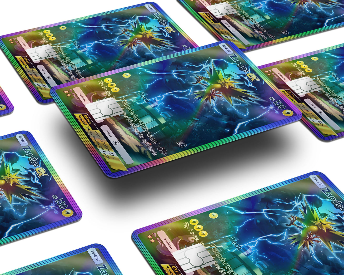 Anime Town Creations Holographic Credit Card Zapdos Pocket Pokemon Card Window Skins - Anime Pokemon Holographic Credit Card Skin