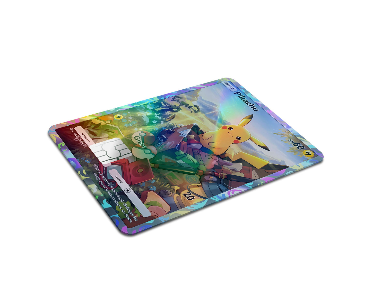 Anime Town Creations Holographic Credit Card Pikachu Pocket Pokemon Card Full Skins - Anime Pokemon Holographic Credit Card Skin