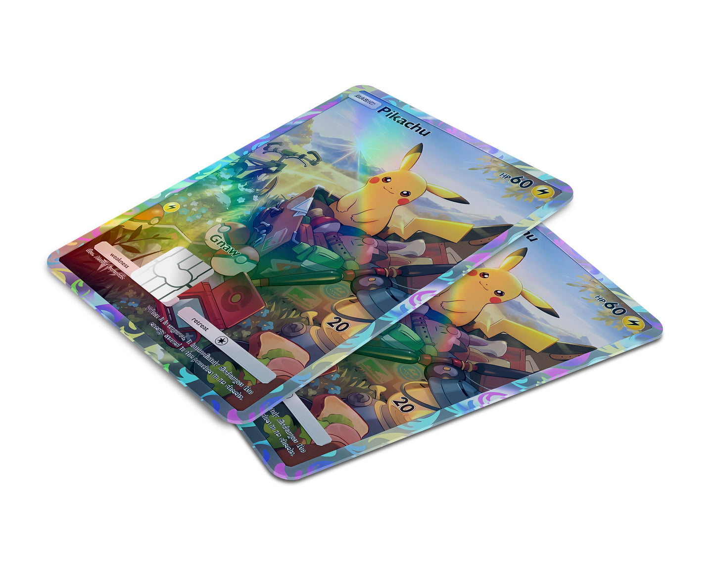 Anime Town Creations Holographic Credit Card Pikachu Pocket Pokemon Card Window Skins - Anime Pokemon Holographic Credit Card Skin
