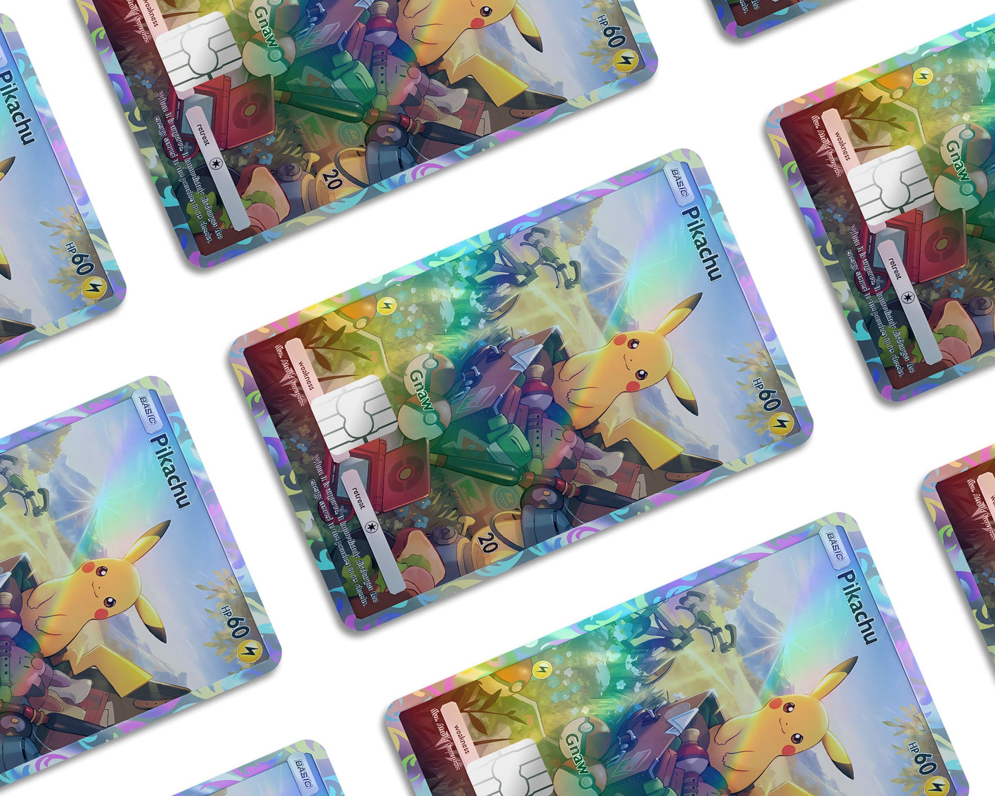 Anime Town Creations Holographic Credit Card Pikachu Pocket Pokemon Card Window Skins - Anime Pokemon Holographic Credit Card Skin