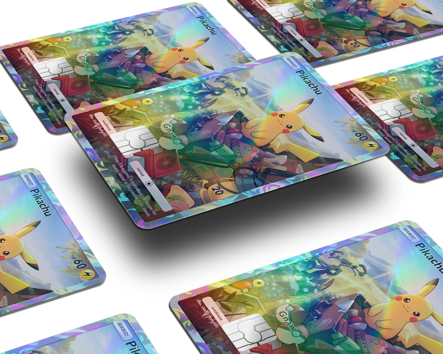 Anime Town Creations Holographic Credit Card Pikachu Pocket Pokemon Card Window Skins - Anime Pokemon Holographic Credit Card Skin