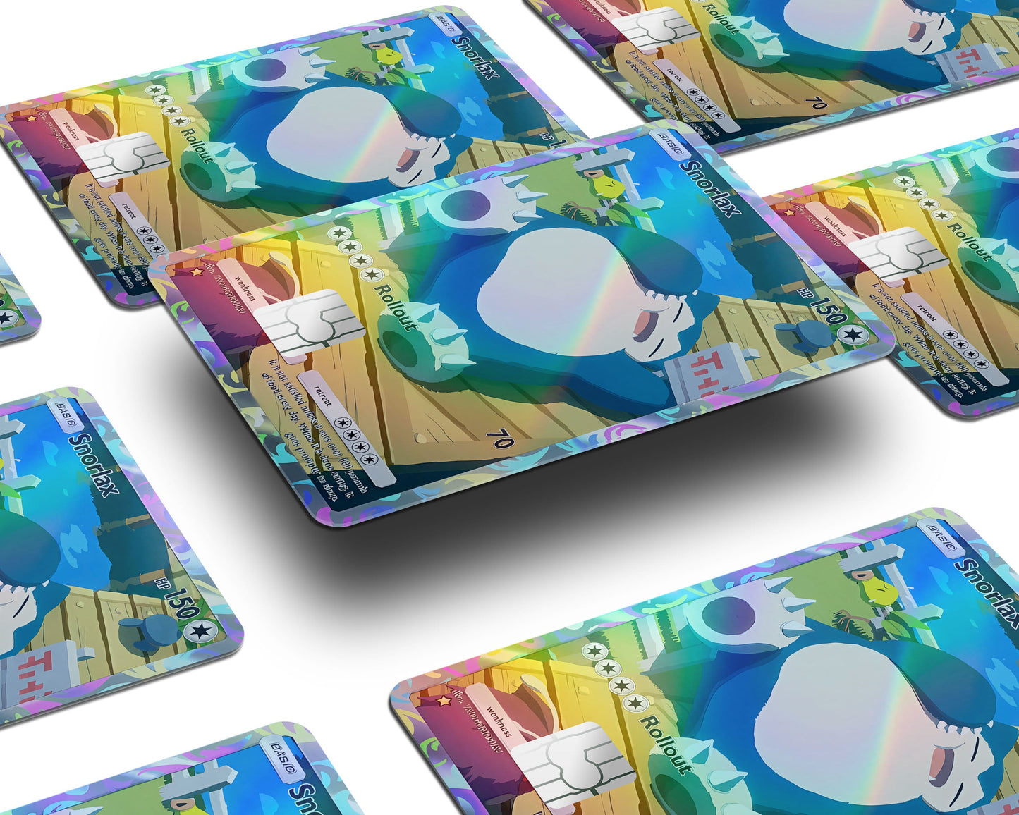 Anime Town Creations Holographic Credit Card Snorlax Pocket Pokemon Card Window Skins - Anime Pokemon Holographic Credit Card Skin