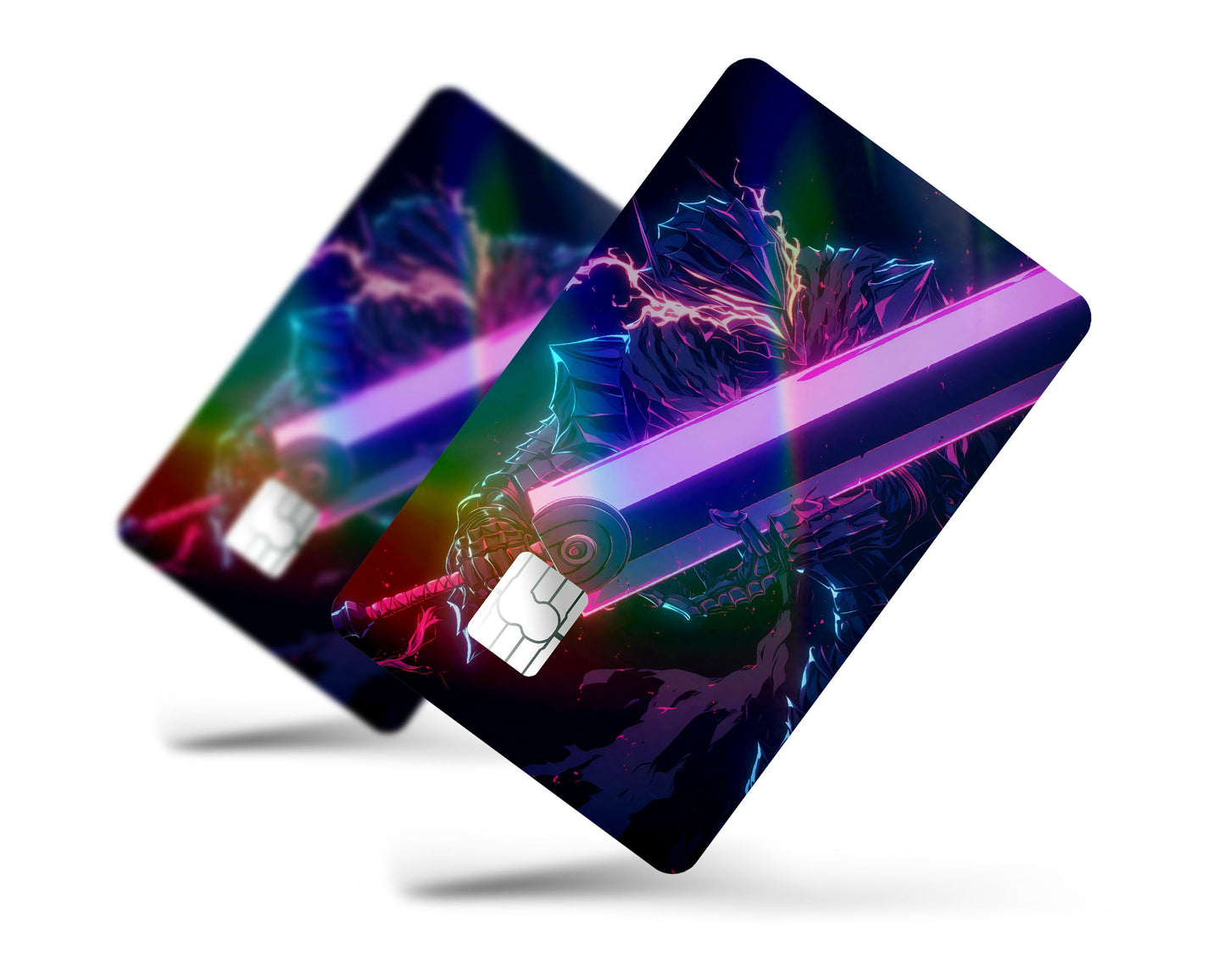 Anime Town Creations Holographic Credit Card Berserk Guts Neon Full Skins - Anime Berserk Holographic Credit Card Skin