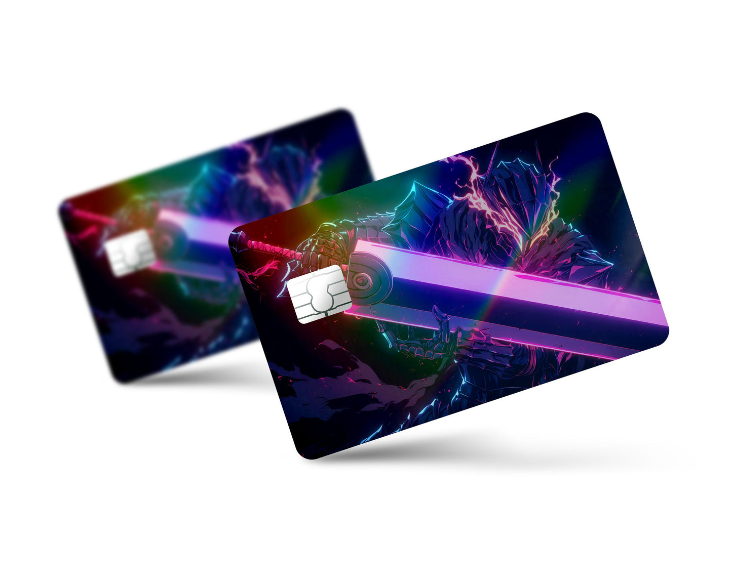 Anime Town Creations Holographic Credit Card Berserk Guts Neon Full Skins - Anime Berserk Holographic Credit Card Skin