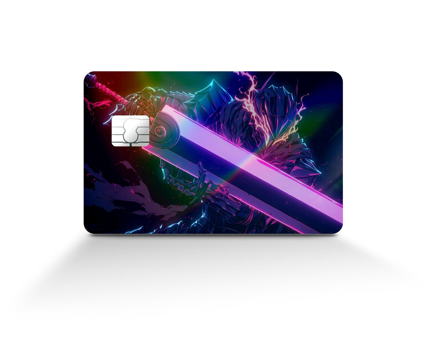 Anime Town Creations Holographic Credit Card Berserk Guts Neon Full Skins - Anime Berserk Holographic Credit Card Skin