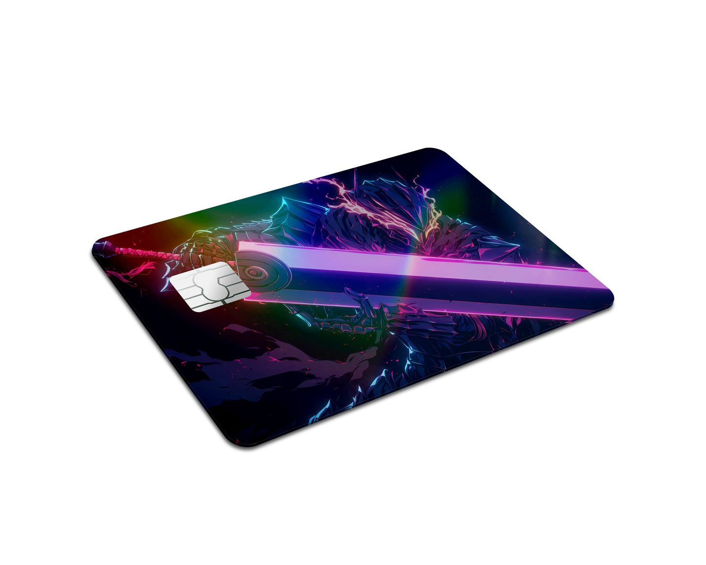 Anime Town Creations Holographic Credit Card Berserk Guts Neon Half Skins - Anime Berserk Holographic Credit Card Skin