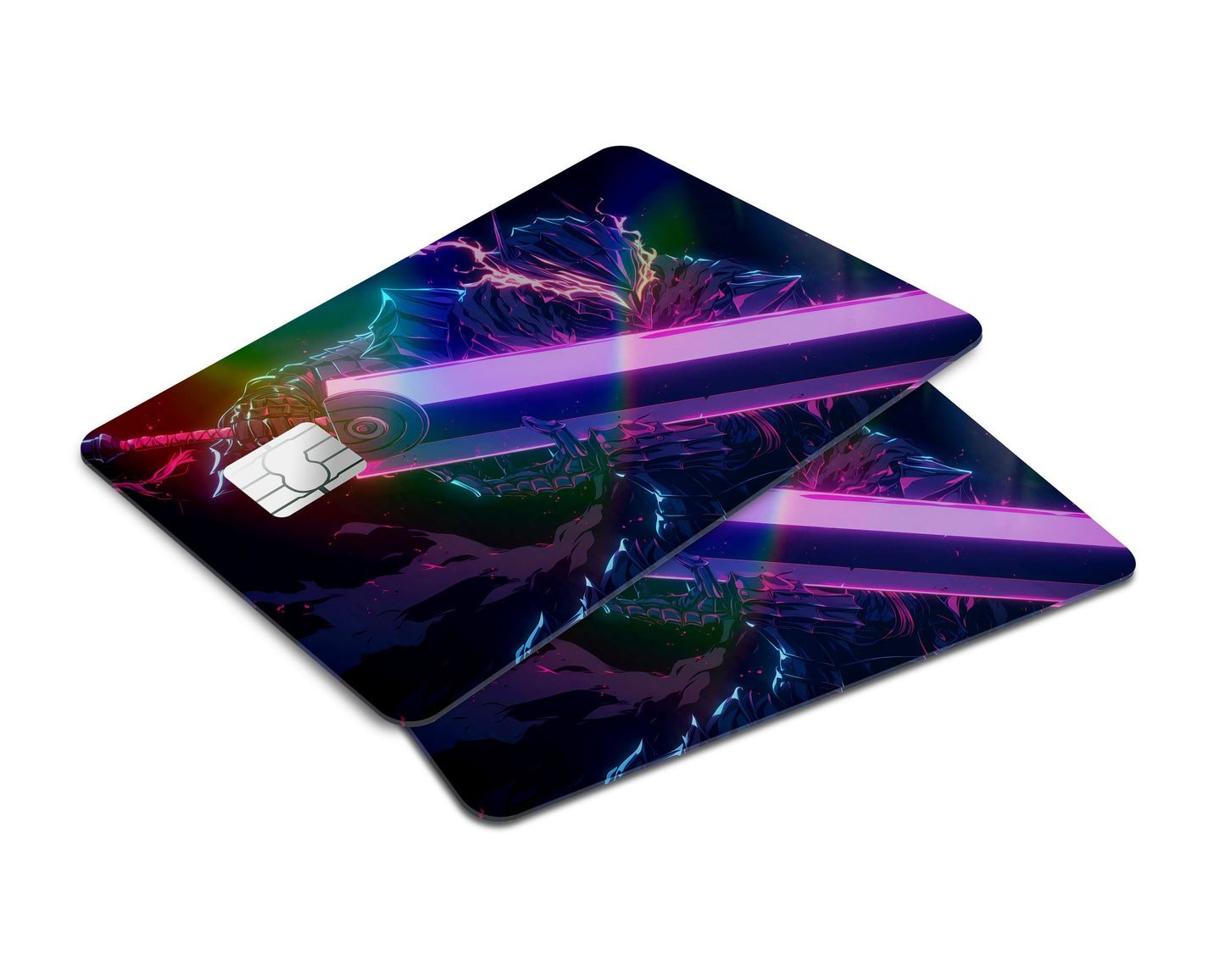 Anime Town Creations Holographic Credit Card Berserk Guts Neon Window Skins - Anime Berserk Holographic Credit Card Skin