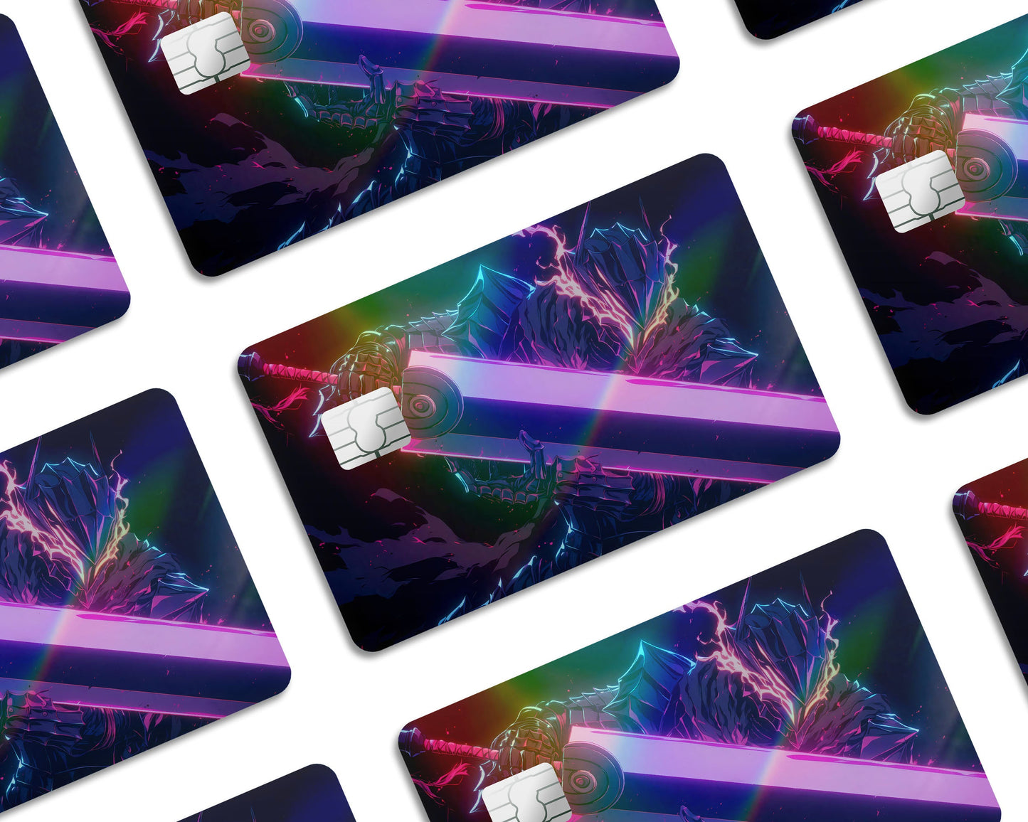 Anime Town Creations Holographic Credit Card Berserk Guts Neon Window Skins - Anime Berserk Holographic Credit Card Skin