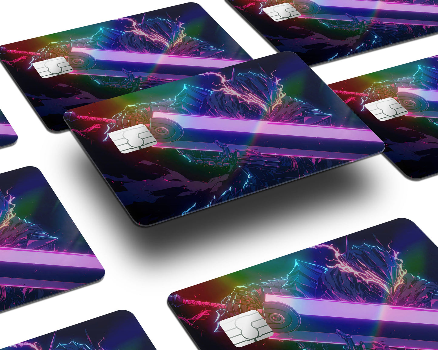 Anime Town Creations Holographic Credit Card Berserk Guts Neon Window Skins - Anime Berserk Holographic Credit Card Skin