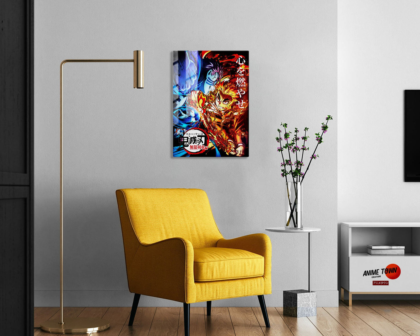 Anime Town Creations Metal Poster Demon Slayer Kyojuro Rengoku vs Akaza 5" x 7" Home Goods - Anime Demon Slayer Metal Poster