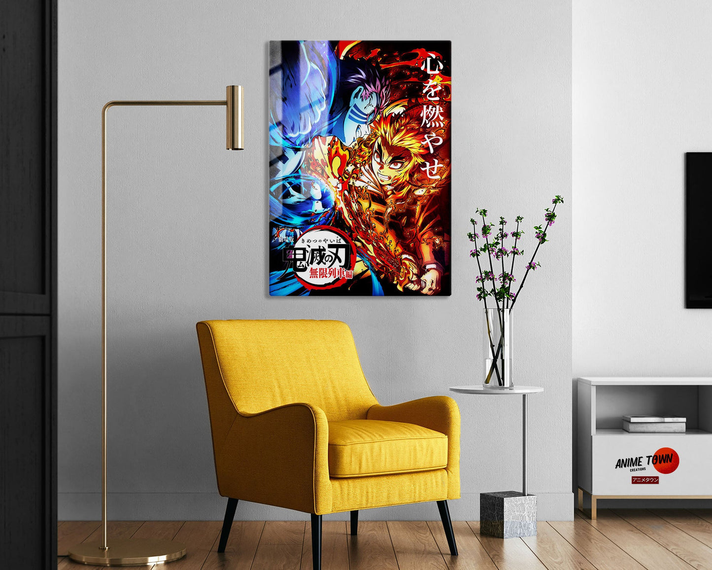 Anime Town Creations Metal Poster Demon Slayer Kyojuro Rengoku vs Akaza 5" x 7" Home Goods - Anime Demon Slayer Metal Poster