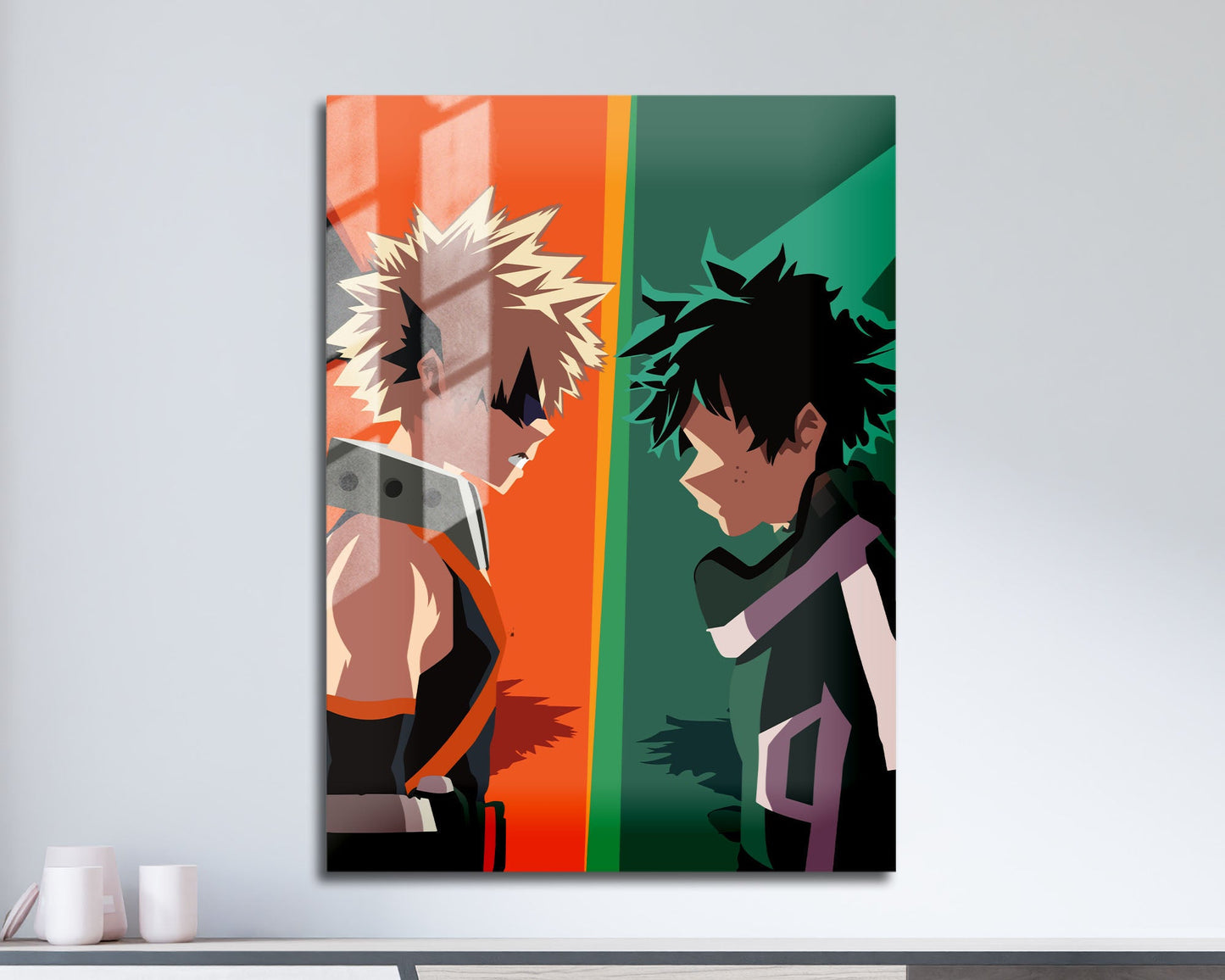 Anime Town Creations Metal Poster My Hero Academia Izuku Midoriya vs Katsuki Bakugo 11" x 17" Home Goods - Anime My Hero Academia Metal Poster