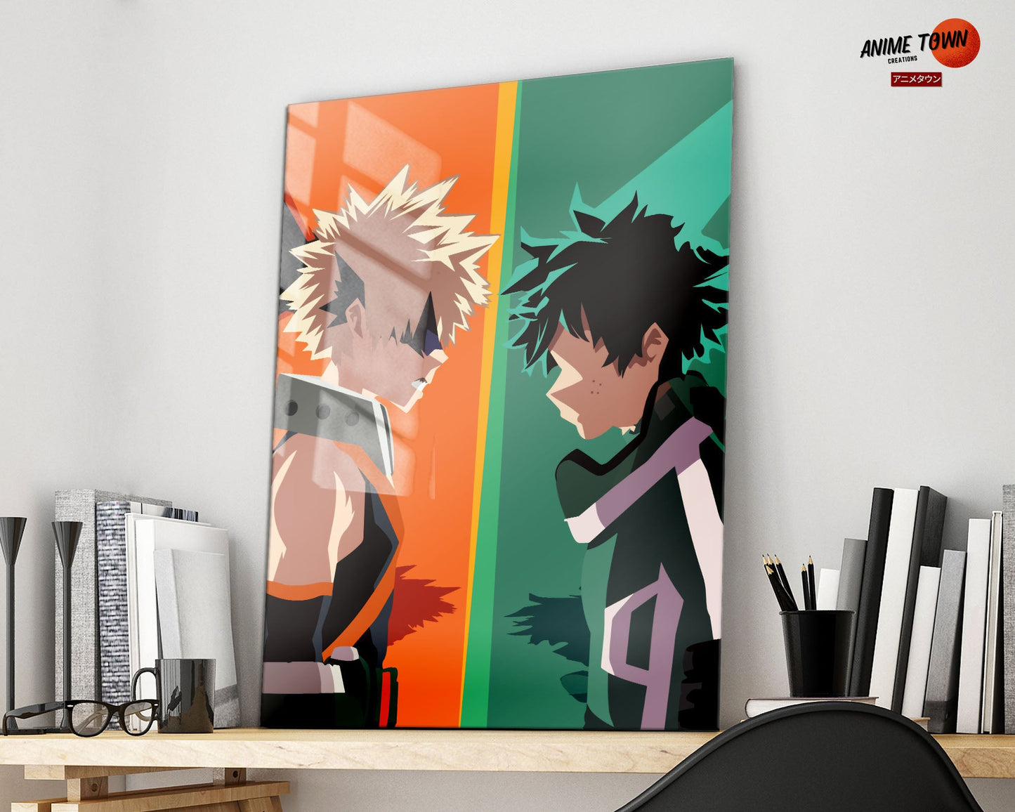 Anime Town Creations Metal Poster My Hero Academia Izuku Midoriya vs Katsuki Bakugo 16" x 24" Home Goods - Anime My Hero Academia Metal Poster