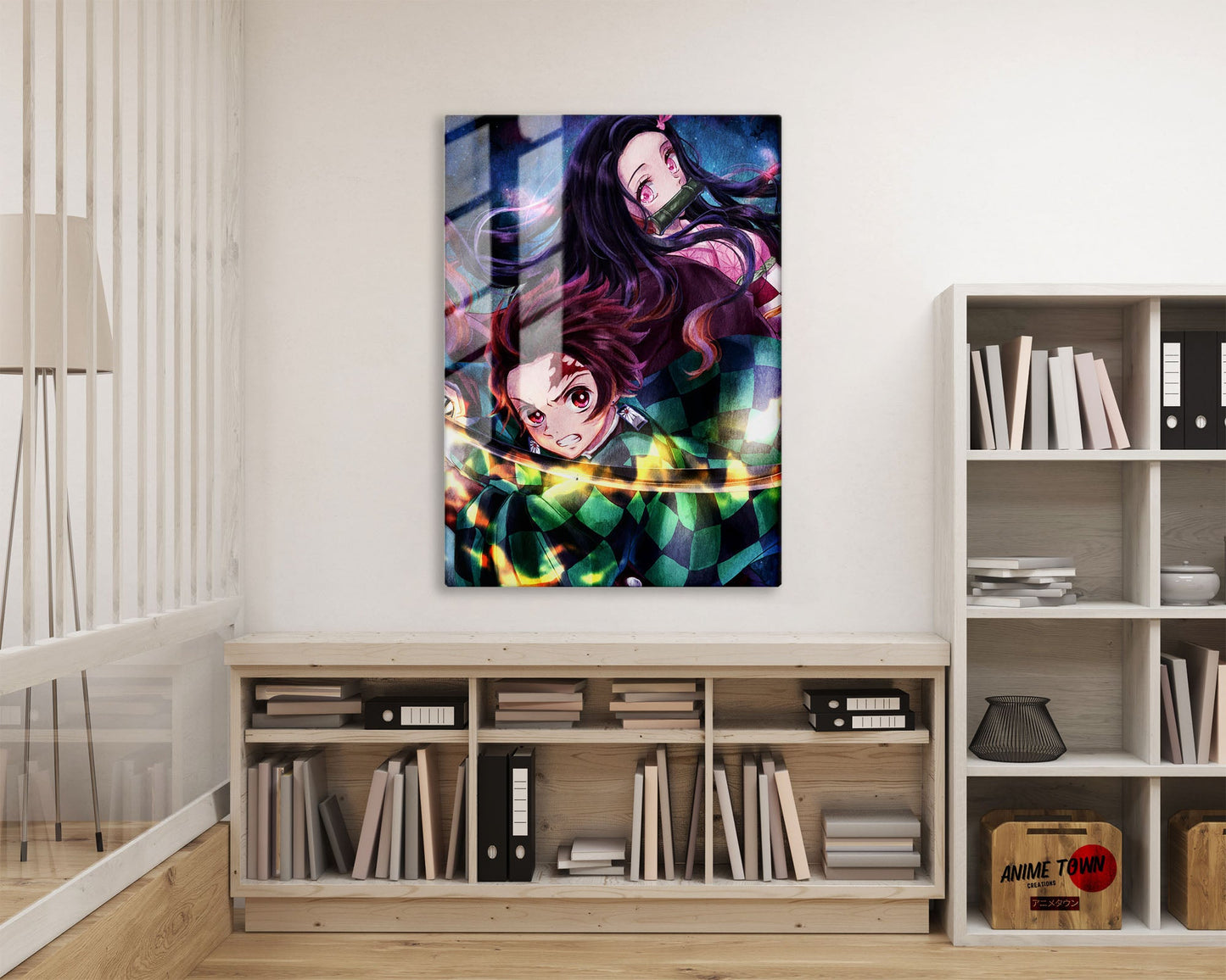 Anime Town Creations Metal Poster Demon Slayer Artistic Tanjiro and Nezuko 16" x 24" Home Goods - Anime Demon Slayer Metal Poster