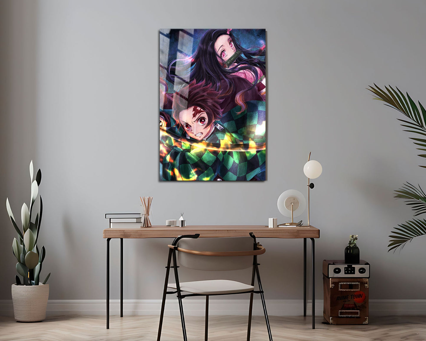 Anime Town Creations Metal Poster Demon Slayer Artistic Tanjiro and Nezuko 24" x 36" Home Goods - Anime Demon Slayer Metal Poster