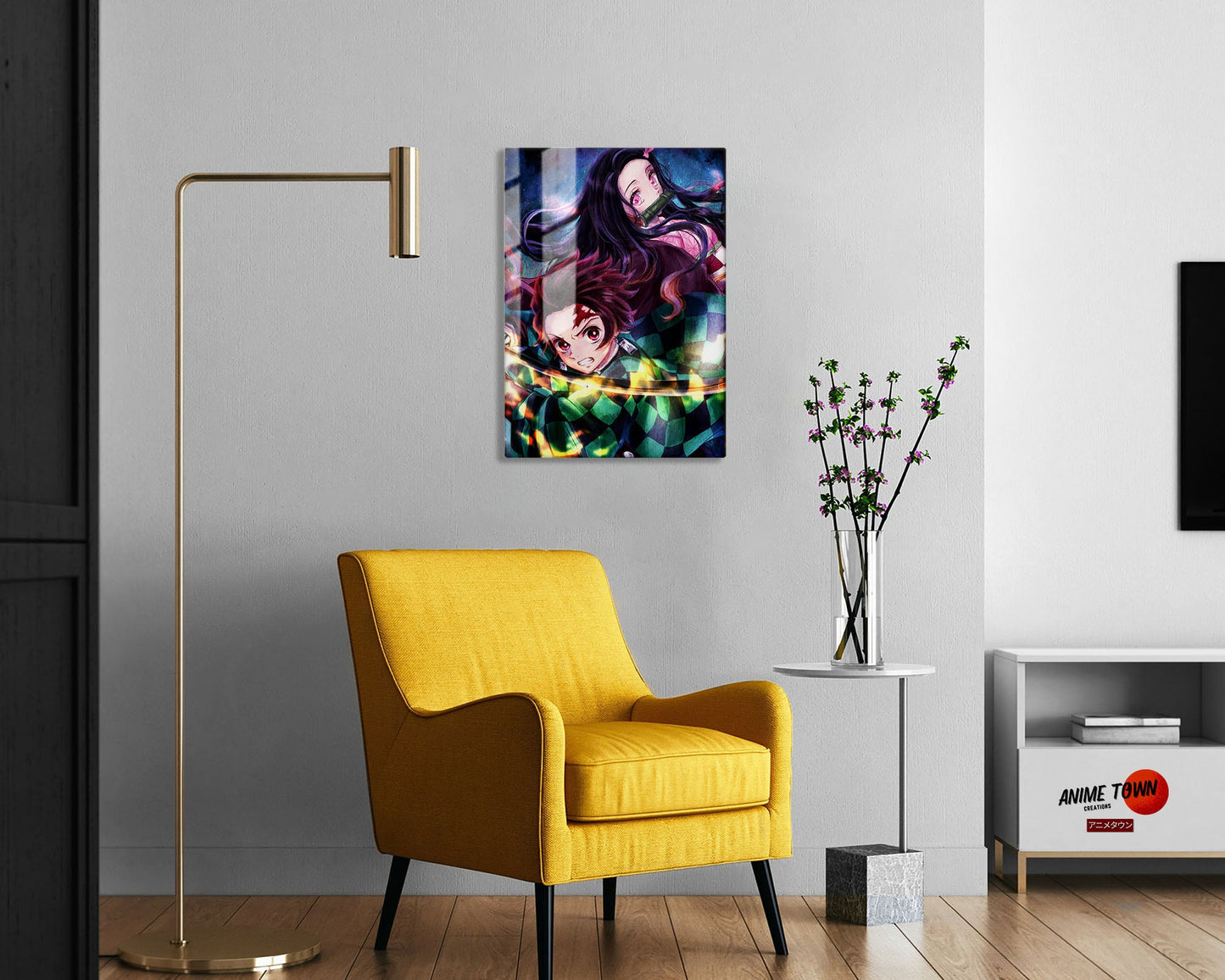 Anime Town Creations Metal Poster Demon Slayer Artistic Tanjiro and Nezuko 5" x 7" Home Goods - Anime Demon Slayer Metal Poster