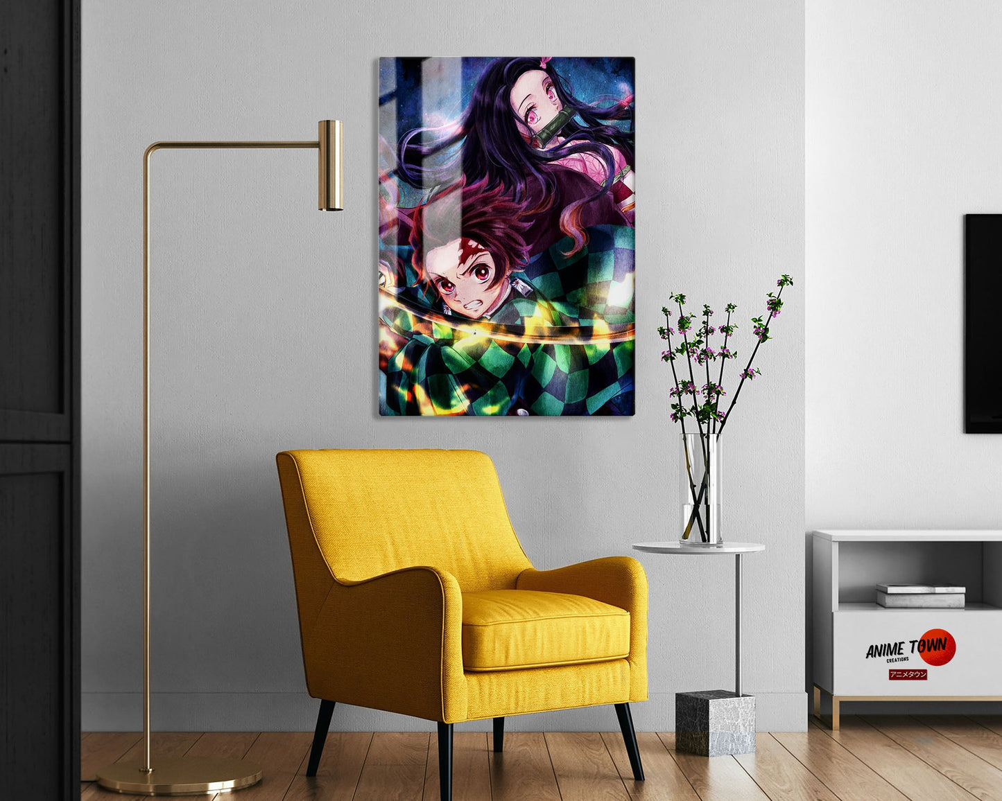 Anime Town Creations Metal Poster Demon Slayer Artistic Tanjiro and Nezuko 5" x 7" Home Goods - Anime Demon Slayer Metal Poster