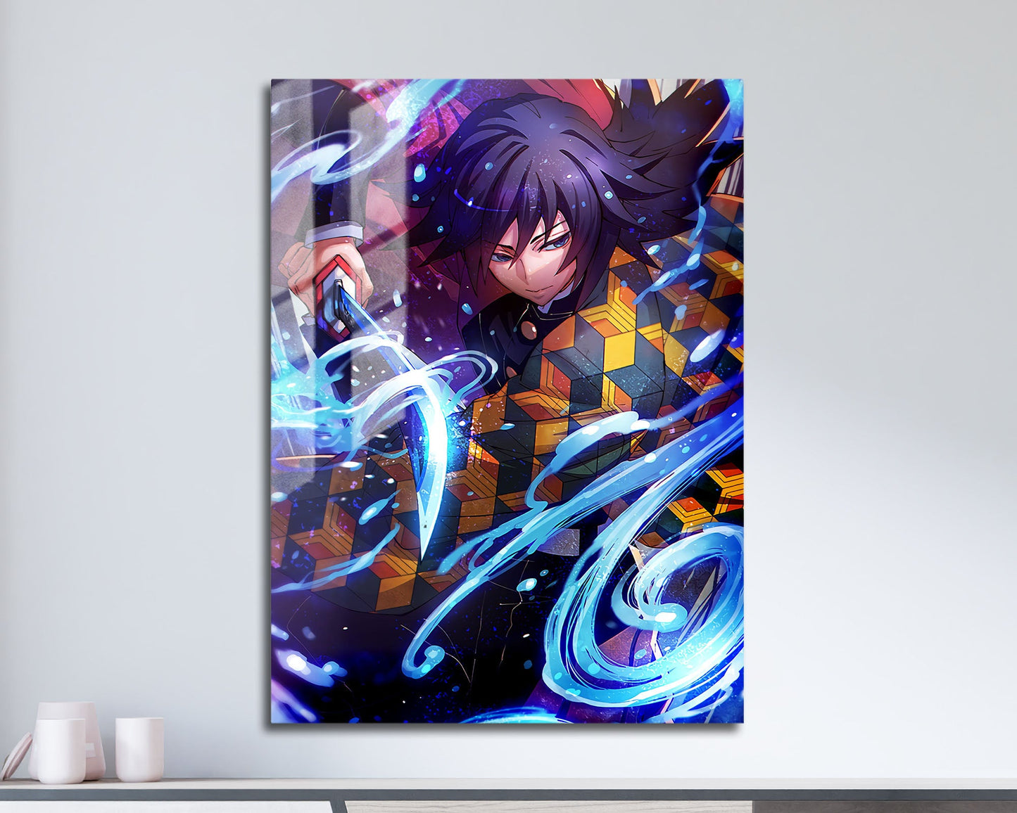 Anime Town Creations Metal Poster Demon Slayer Giyu Tomioka Water Breathing 11" x 17" Home Goods - Anime Demon Slayer Metal Poster