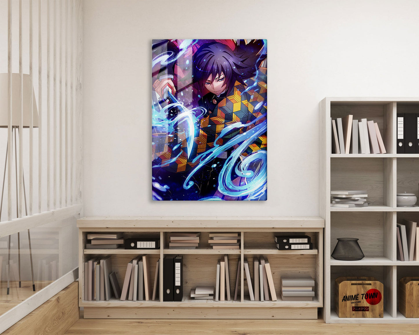 Anime Town Creations Metal Poster Demon Slayer Giyu Tomioka Water Breathing 16" x 24" Home Goods - Anime Demon Slayer Metal Poster