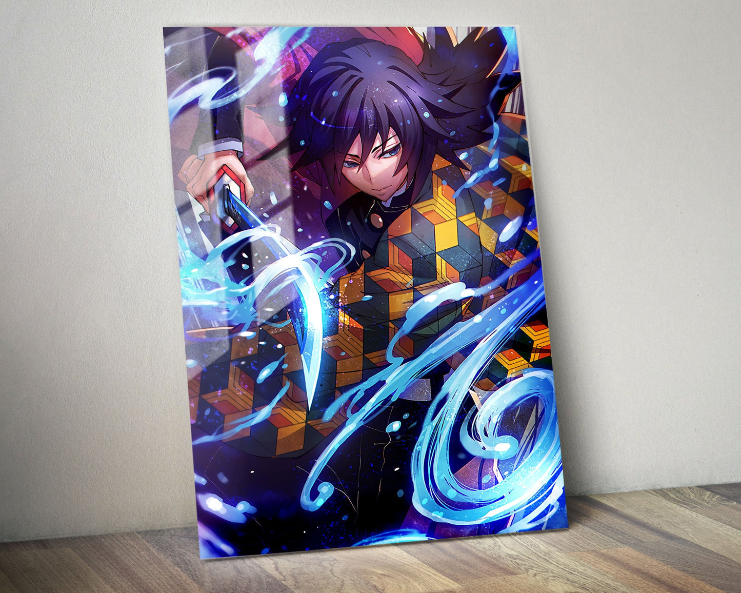Anime Town Creations Metal Poster Demon Slayer Giyu Tomioka Water Breathing 11" x 17" Home Goods - Anime Demon Slayer Metal Poster